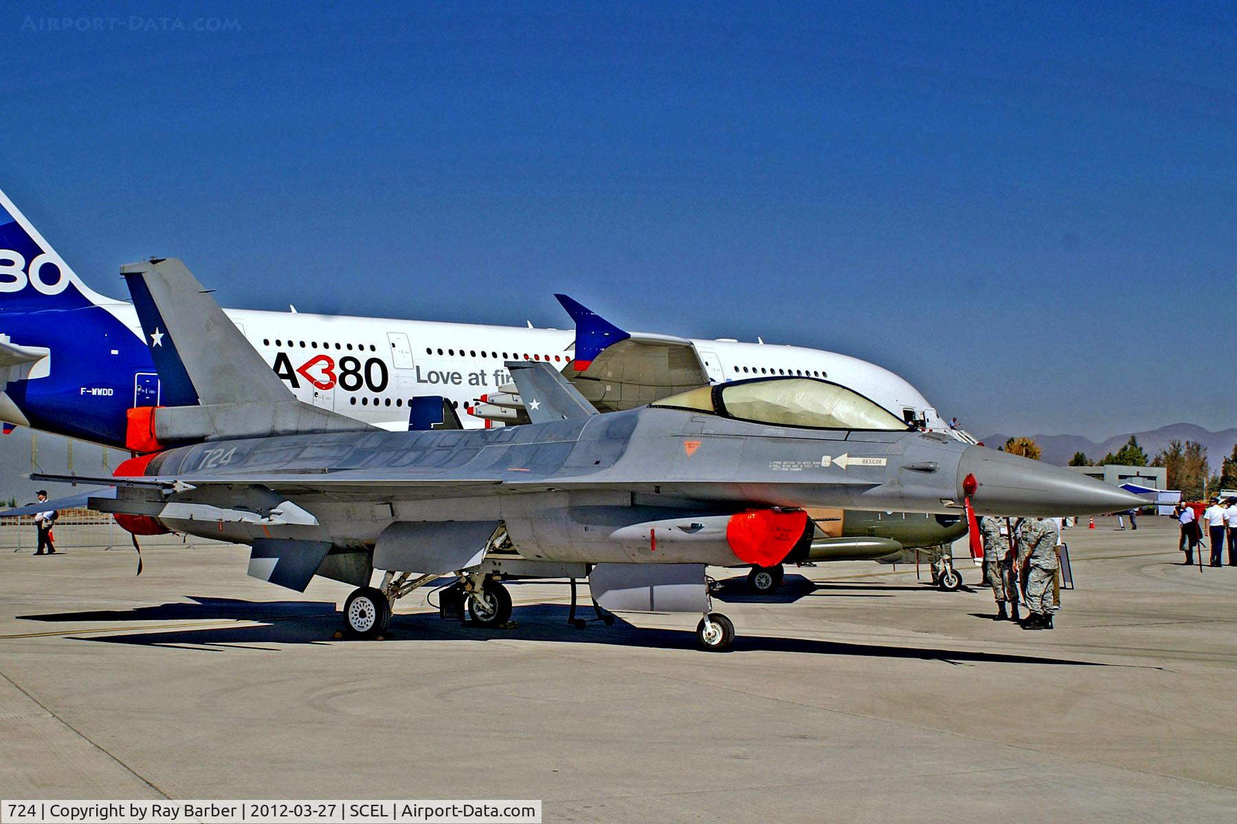 724, 1985 General Dynamics F-16AM Fighting Falcon C/N 6D-95, 724   General Dynamics F-16AM Fighting Falcon [6D-95] (Chilean Air Force) Santiago-Arturo Merino Benitez Int'l~CC 27/03/2012