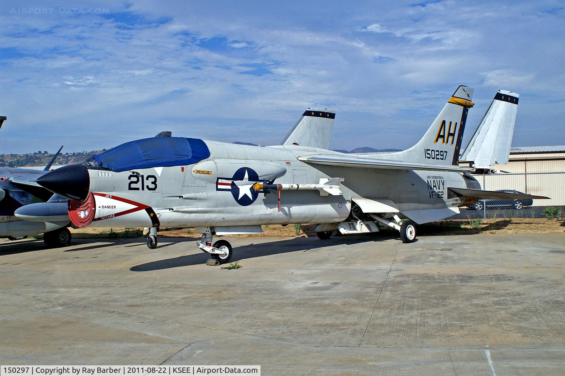 150297, Vought F-8J Crusader C/N Not found 150297, 150297   Ling-Temco-Vought F-8J Crusader [1038] (Ex United States Navy / San Diego Aerospace Museum) San Diego-Gillespie Field~N 22/08/2011
