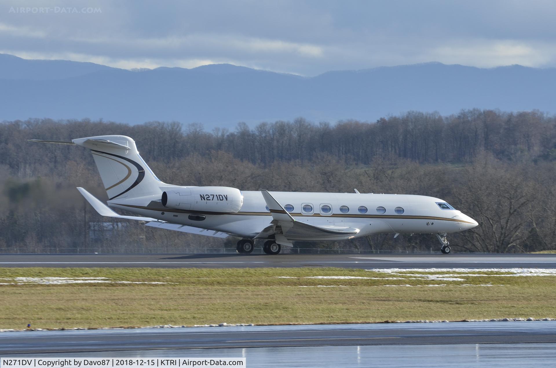 N271DV, 2015 Gulfstream G-VI (G650ER) C/N 6133, On the take off roll departing Tri-Cities Airport (KTRI)