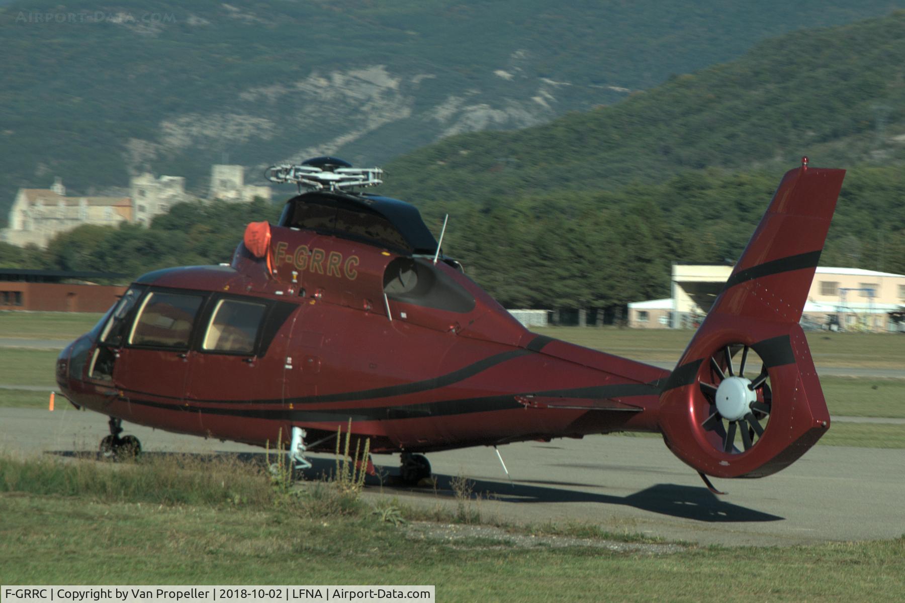 F-GRRC, 1988 Aerospatiale SA-365N-1 Dauphin 2 C/N 6306, Aérospatiale SA 365N-1 Dauphin 2 parked at Gap Tallard airport, France, without rotor blades