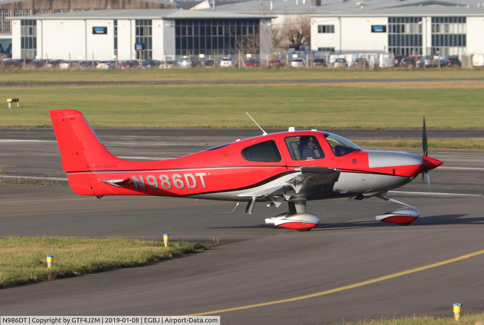 N986DT, 2017 Cirrus SR-22T G6-GTS Platinum C/N 1630, N986DT at Staverton 08Jan19