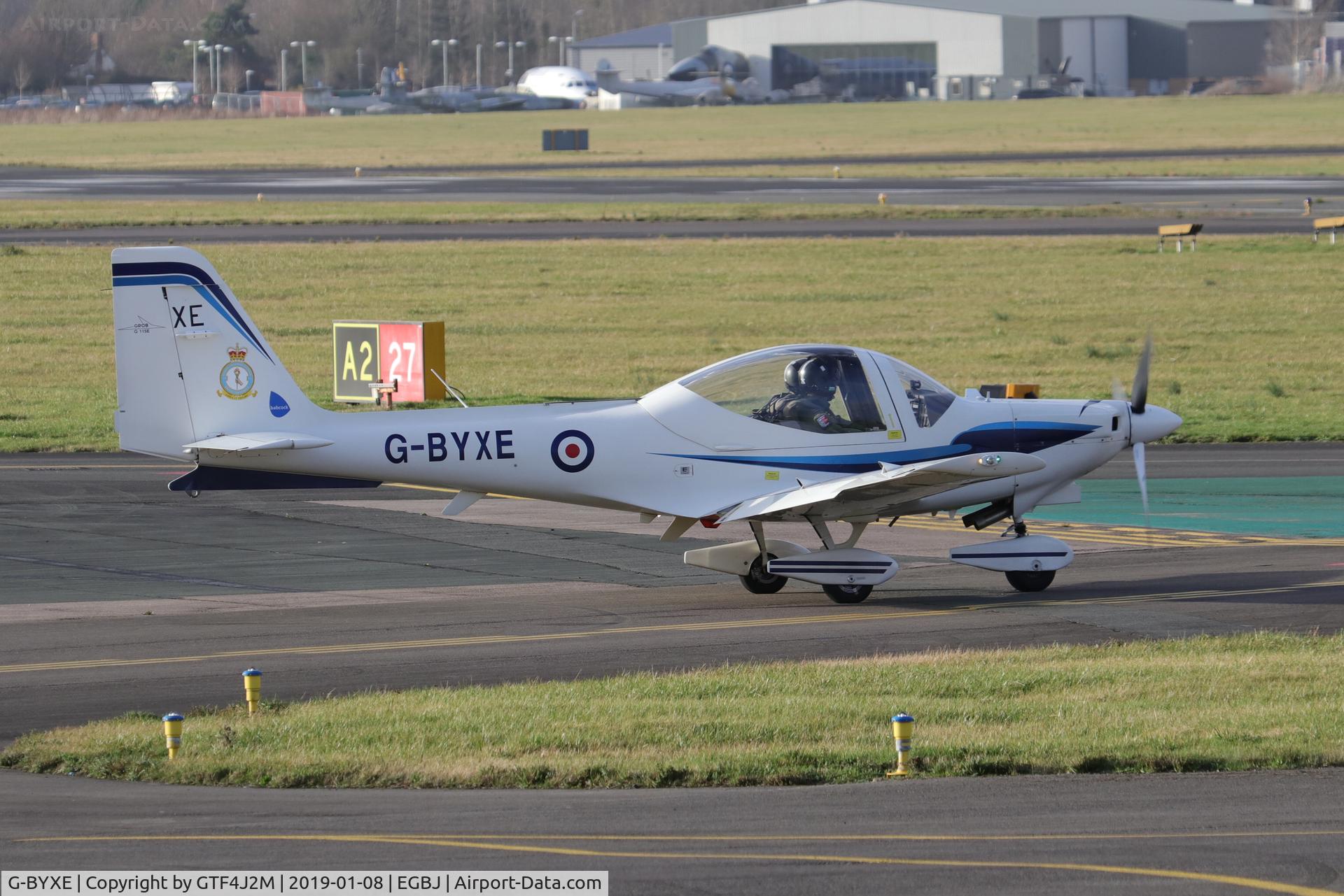 G-BYXE, 2001 Grob G-115E Tutor T1 C/N 82165/E, G- BYXE at Staverton 08Jan19