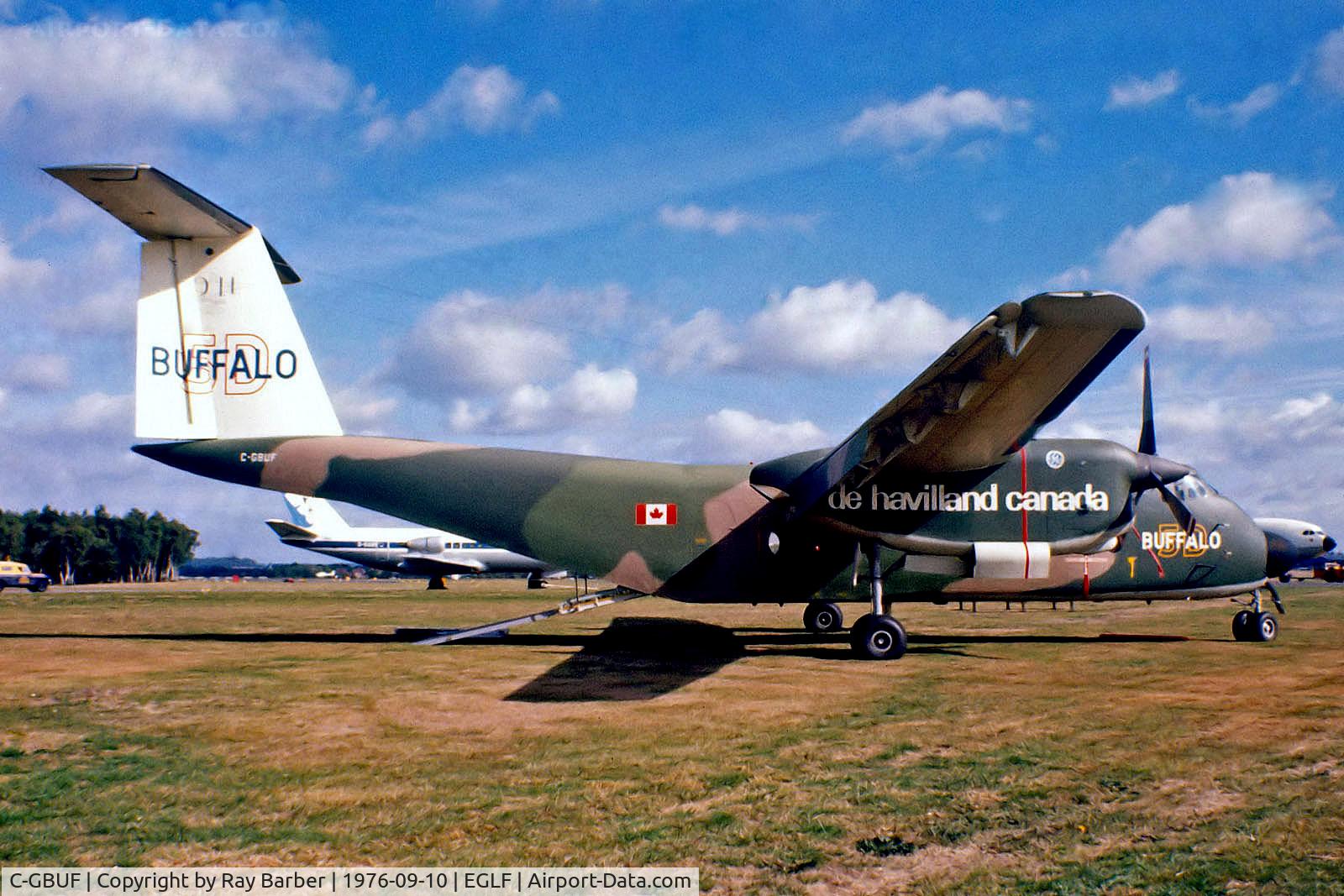 C-GBUF, 1972 De Havilland Canada DHC-5D Buffalo C/N 60, C-GBUF   De Havilland Canada DHC-5D Buffalo [60] (De Havilland Canada) Farnborough~G 10/09/1976. From a slide.