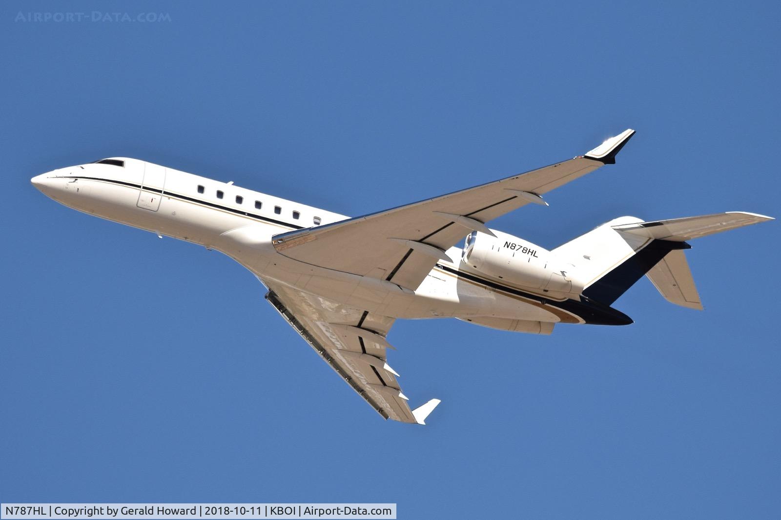 N787HL, 2007 Bombardier BD-700-1A11 Global 5000 C/N 9261, Departing BOI.