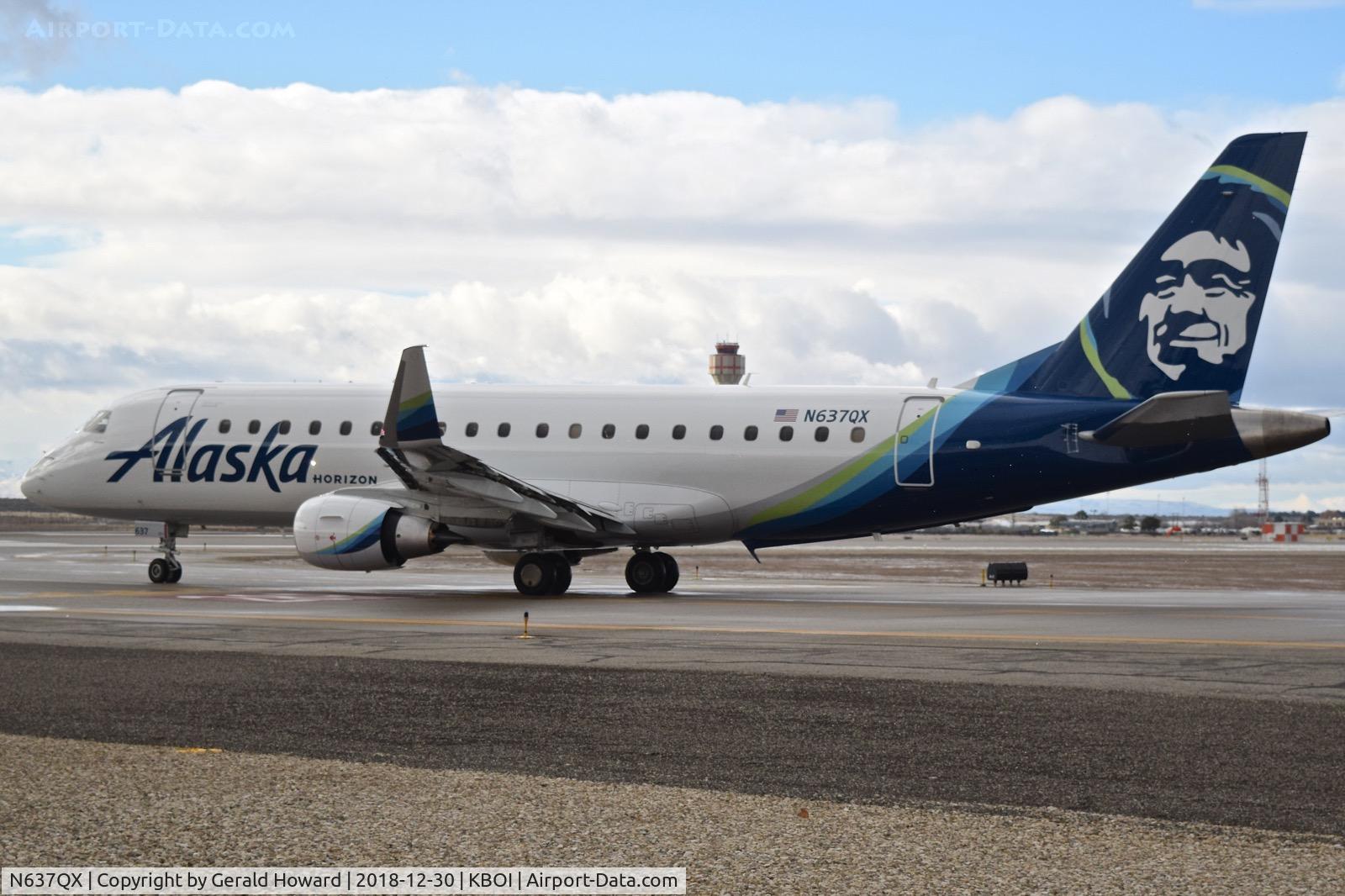 N637QX, 2018 Embraer 175LR (ERJ-170-200LR) C/N 17000755, On Alpha awaiting clearance for RWY 28R.