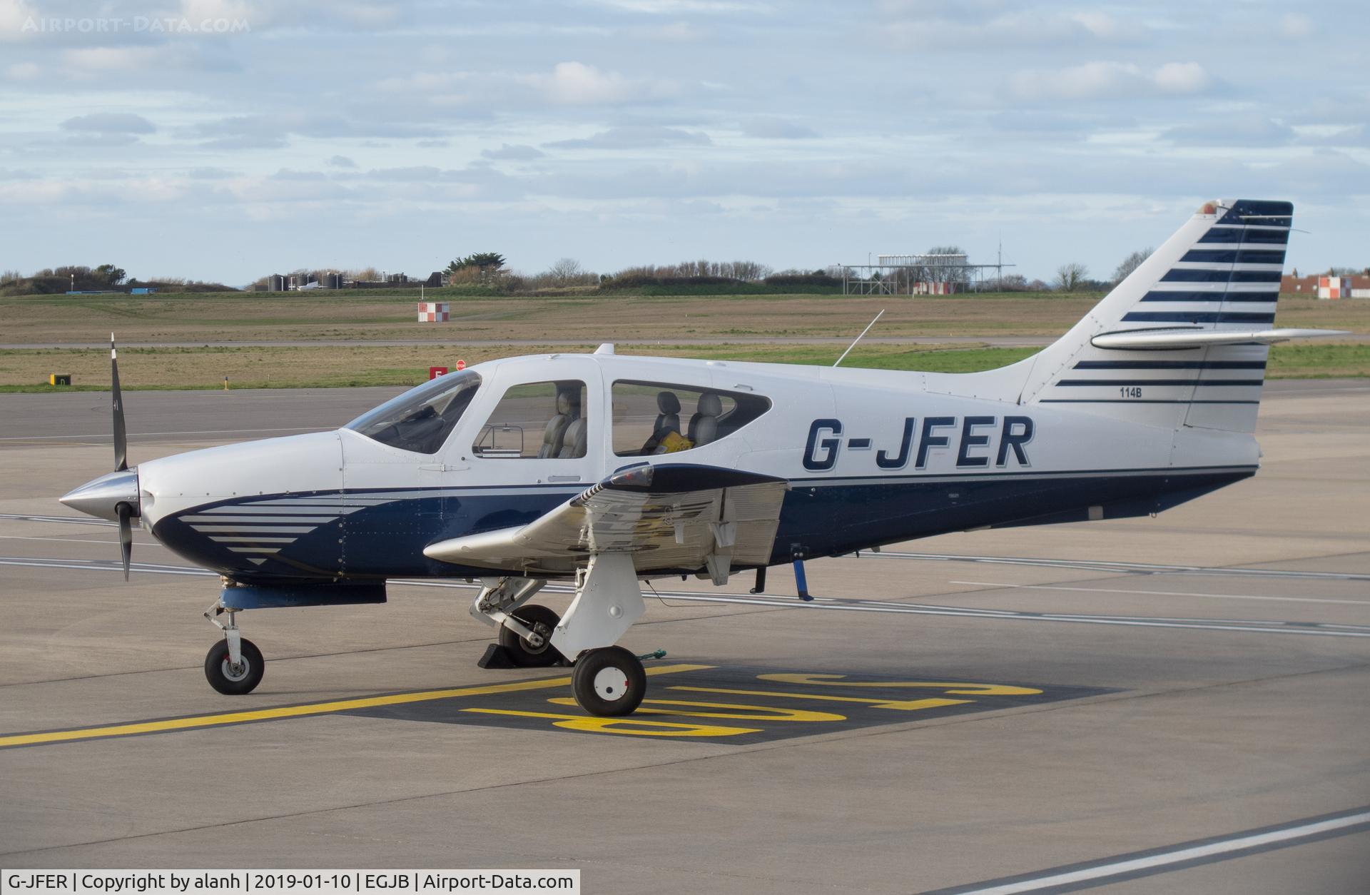 G-JFER, 1996 Rockwell Commander 114B C/N 14638, On the West Parking at Guernsey