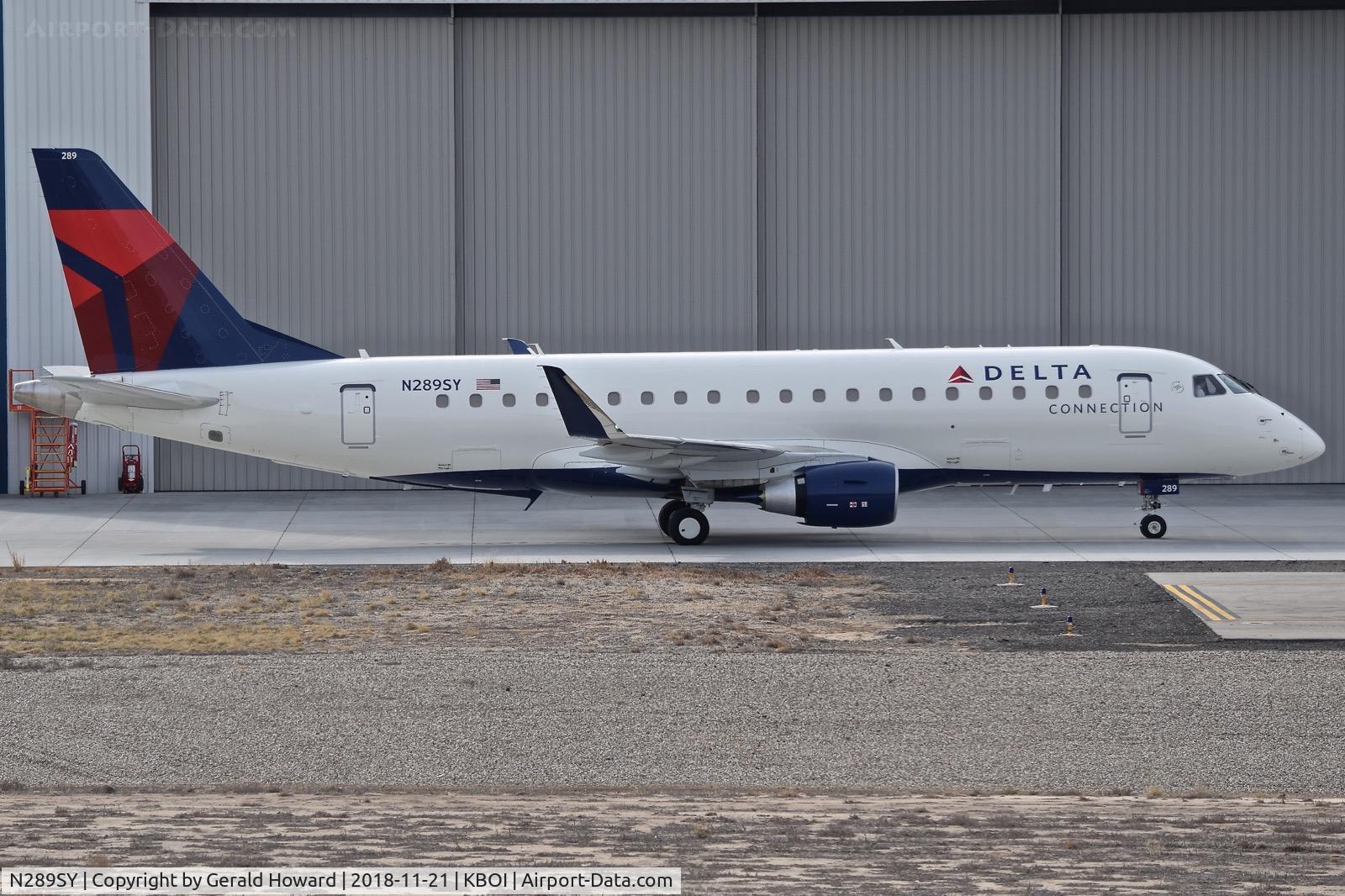 N289SY, 2018 Embraer 175LR (ERJ-170-200LR) C/N 17000756, Parked in front of the Skywest maintenance hangar.