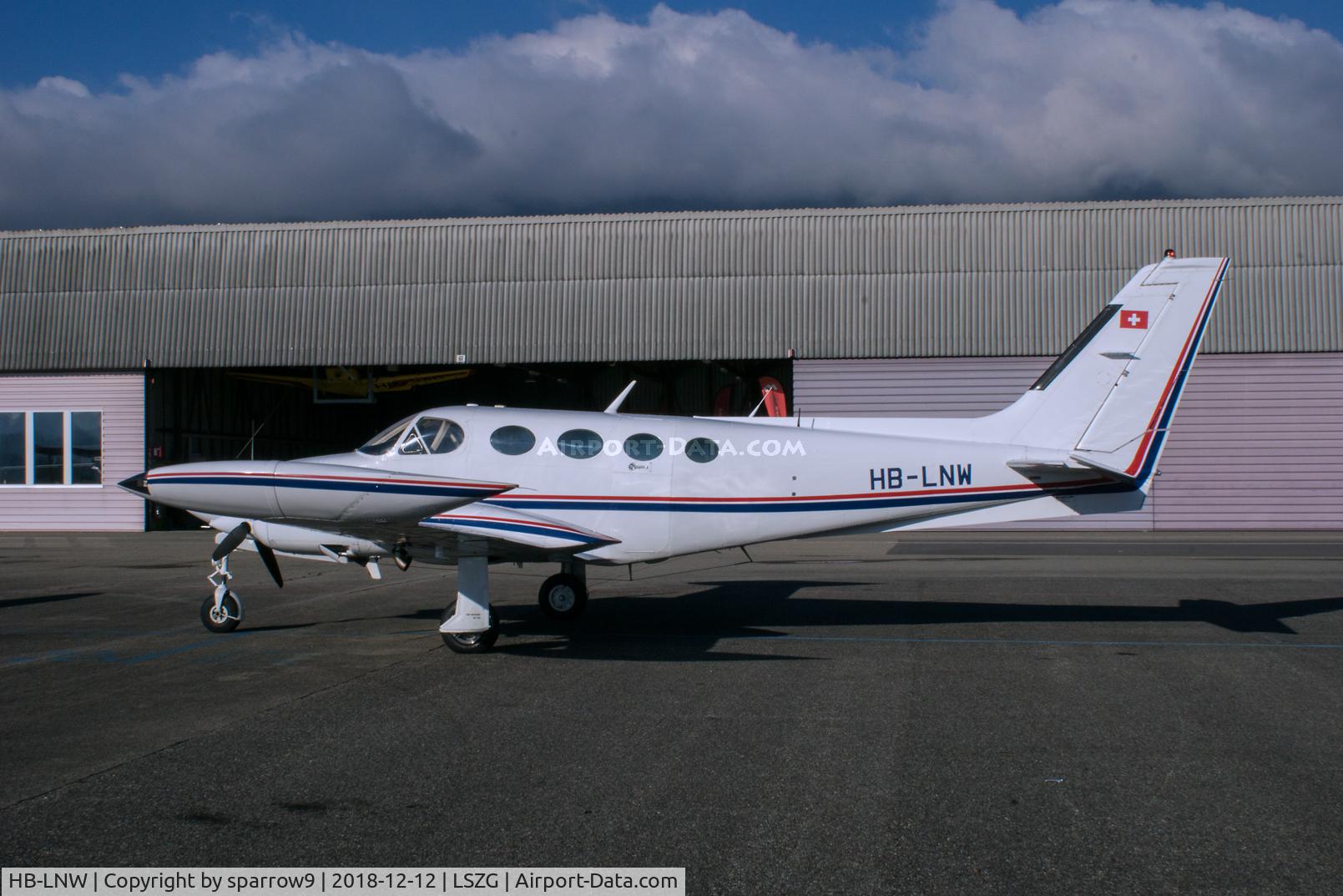 HB-LNW, 1981 Cessna 340A C/N 340A1223, At Grenchen after refurbishment and HB-registered again 2018-12-05. It was on the Swiss register from 1983-06-23 until 1988-07-26.