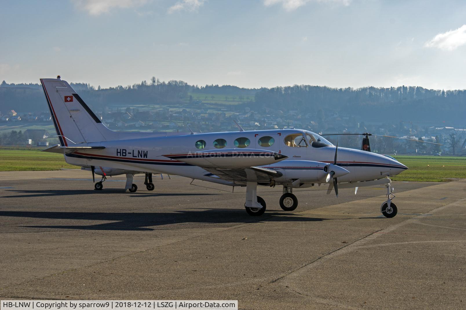 HB-LNW, 1981 Cessna 340A C/N 340A1223, At Grenchen after refurbishment and HB-registered again 2018-12-05. It was on the Swiss register from 1983-06-23 until 1988-07-26.