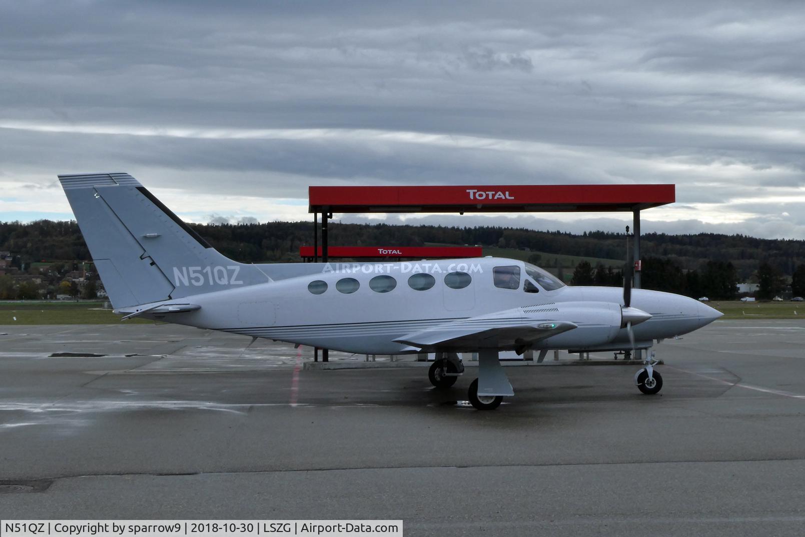 N51QZ, 1981 Cessna 421C Golden Eagle C/N 421C1237, At Grenchen, after refuelling ready to go.
