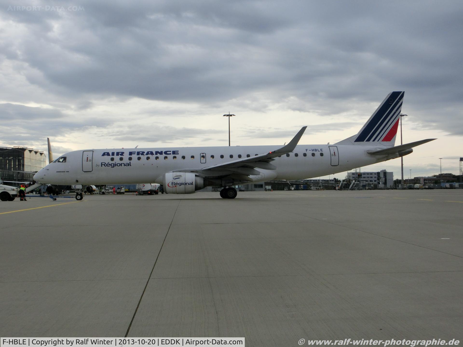 F-HBLE, 2007 Embraer 190AR (ERJ-190-100IGW) C/N 19000123, Embraer ERJ-190LR 190-100LR - YS RAE Regional CAE opf Air France - 19000123 - F-HBLE - 20.10.2013 - CGN