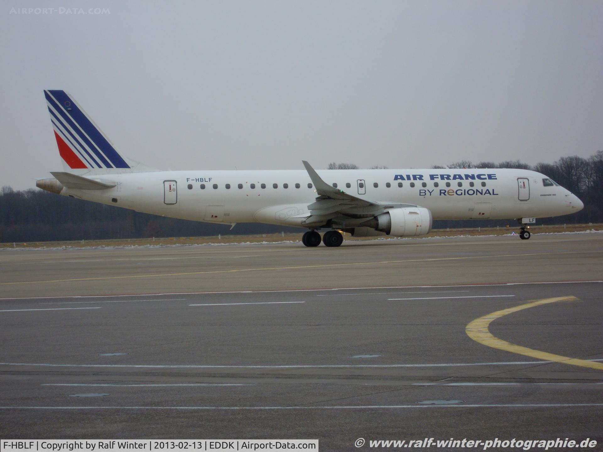 F-HBLF, 2008 Embraer 190AR (ERJ-190-100IGW) C/N 19000158, Embraer 190AR ERJ-190-100IGW - YS RAE Regional CAE opf Air France - 19000158 - F-HBLF - 13.02.2013 - CGN