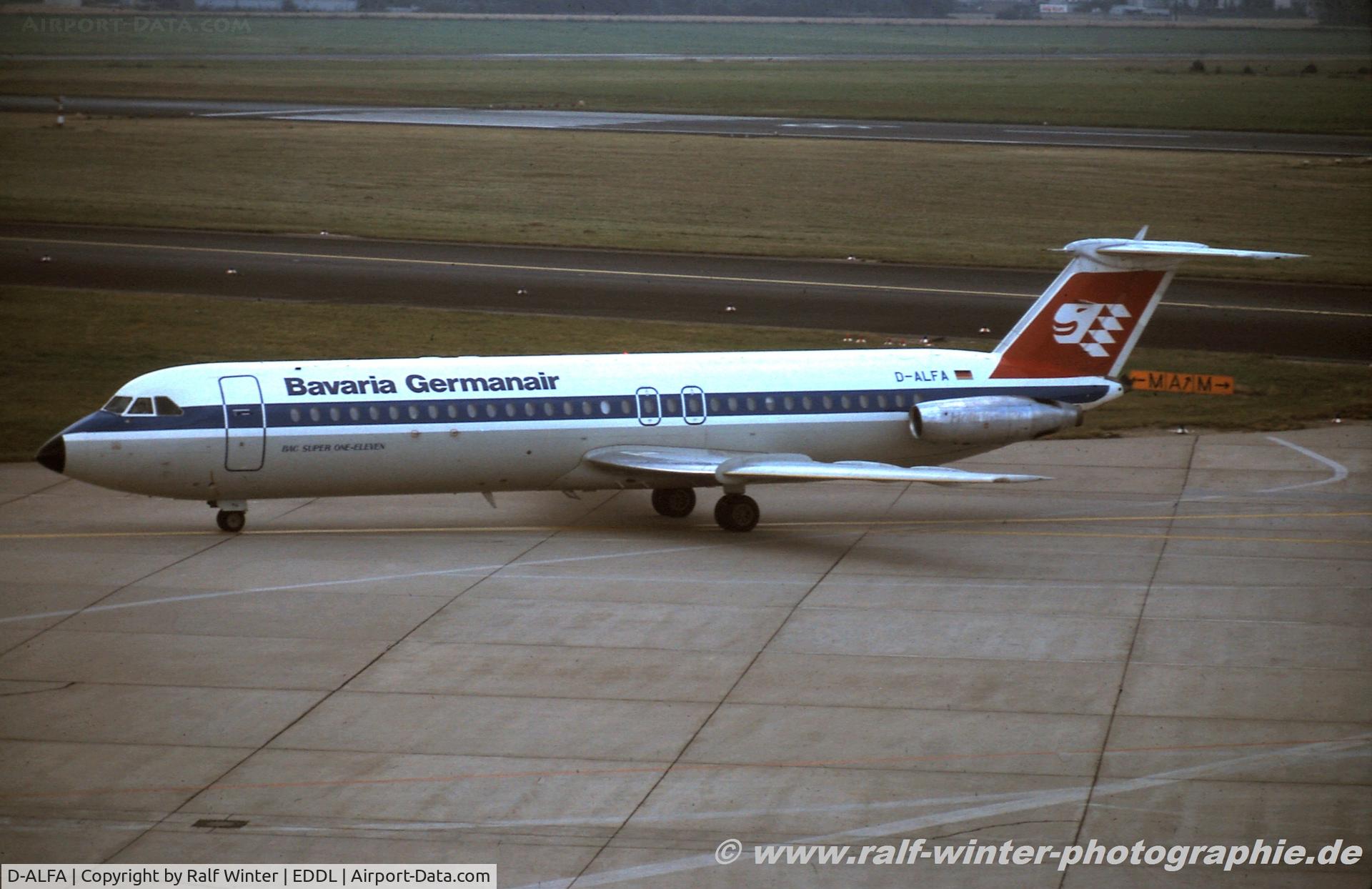 D-ALFA, 1971 BAC 111-528FL One-Eleven C/N BAC.234, BAC 111-528 SP - BV Bavaria Germanair 'Jakob Fugger' - 234 - D-ALFA - 1977 - DUS