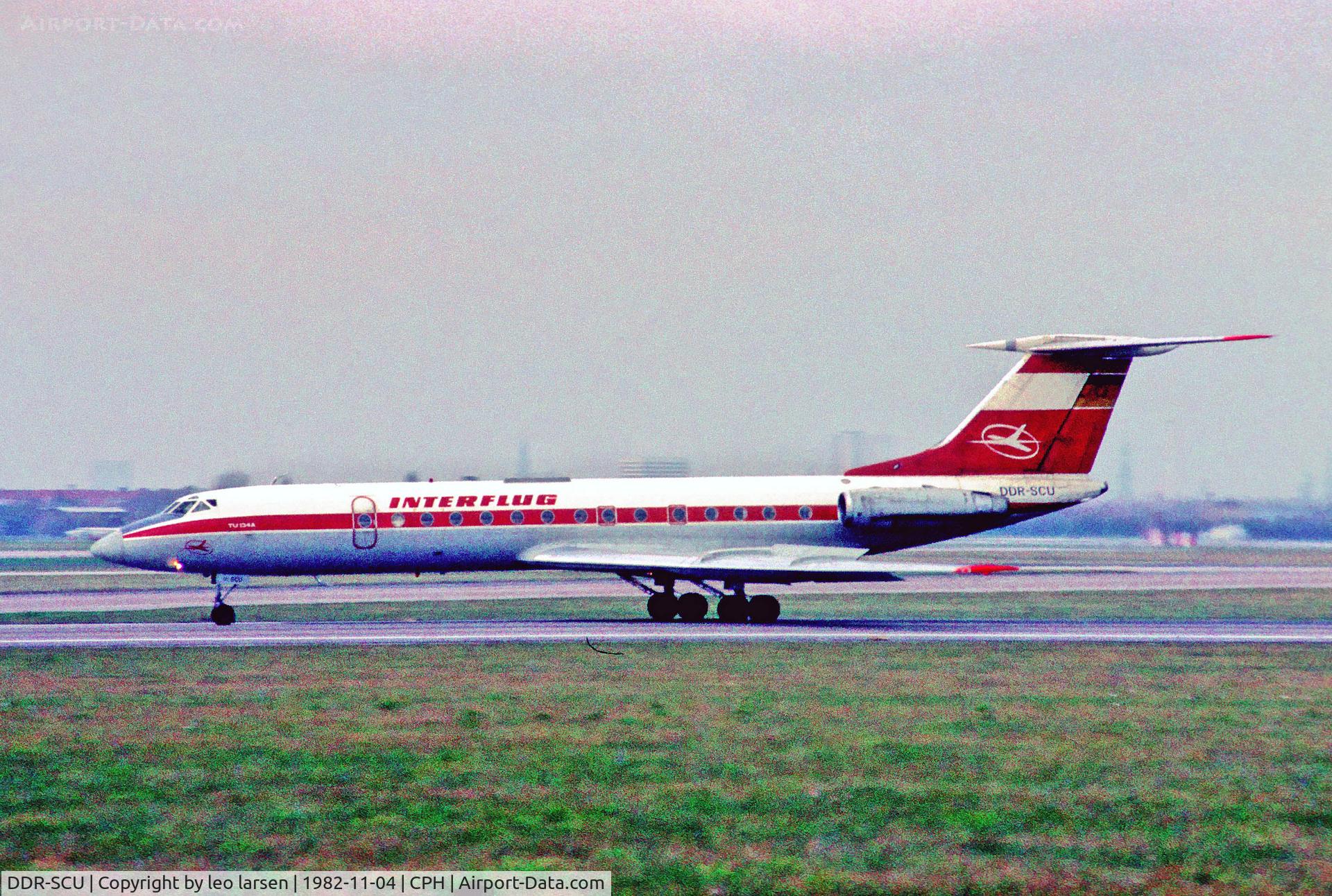 DDR-SCU, 1974 Tupolev Tu-134A C/N 23-10, Copenhagen 4.11.1982