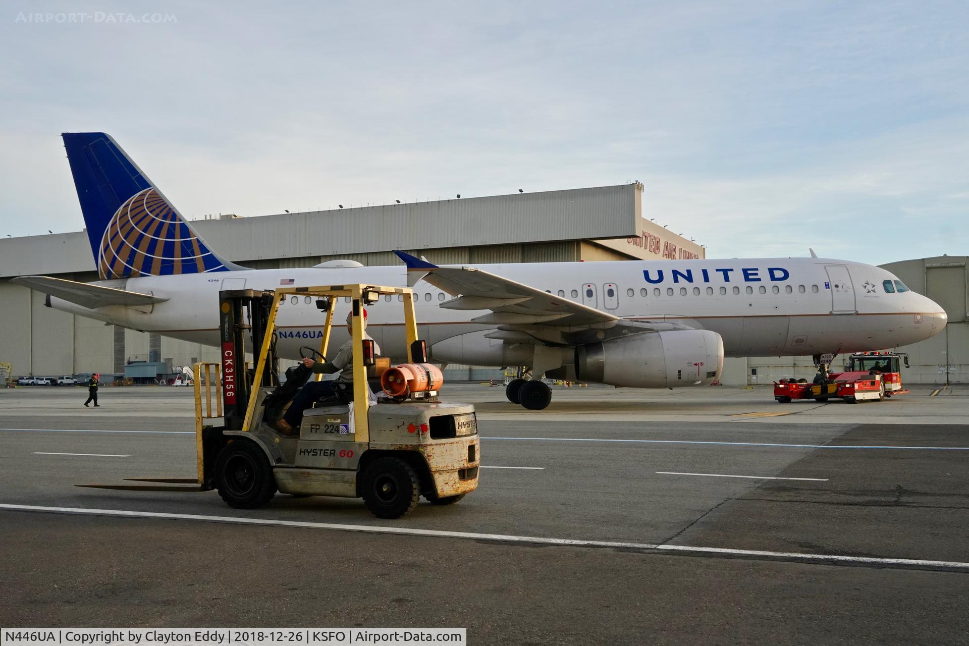 N446UA, 1998 Airbus A320-232 C/N 834, SFO 2018.