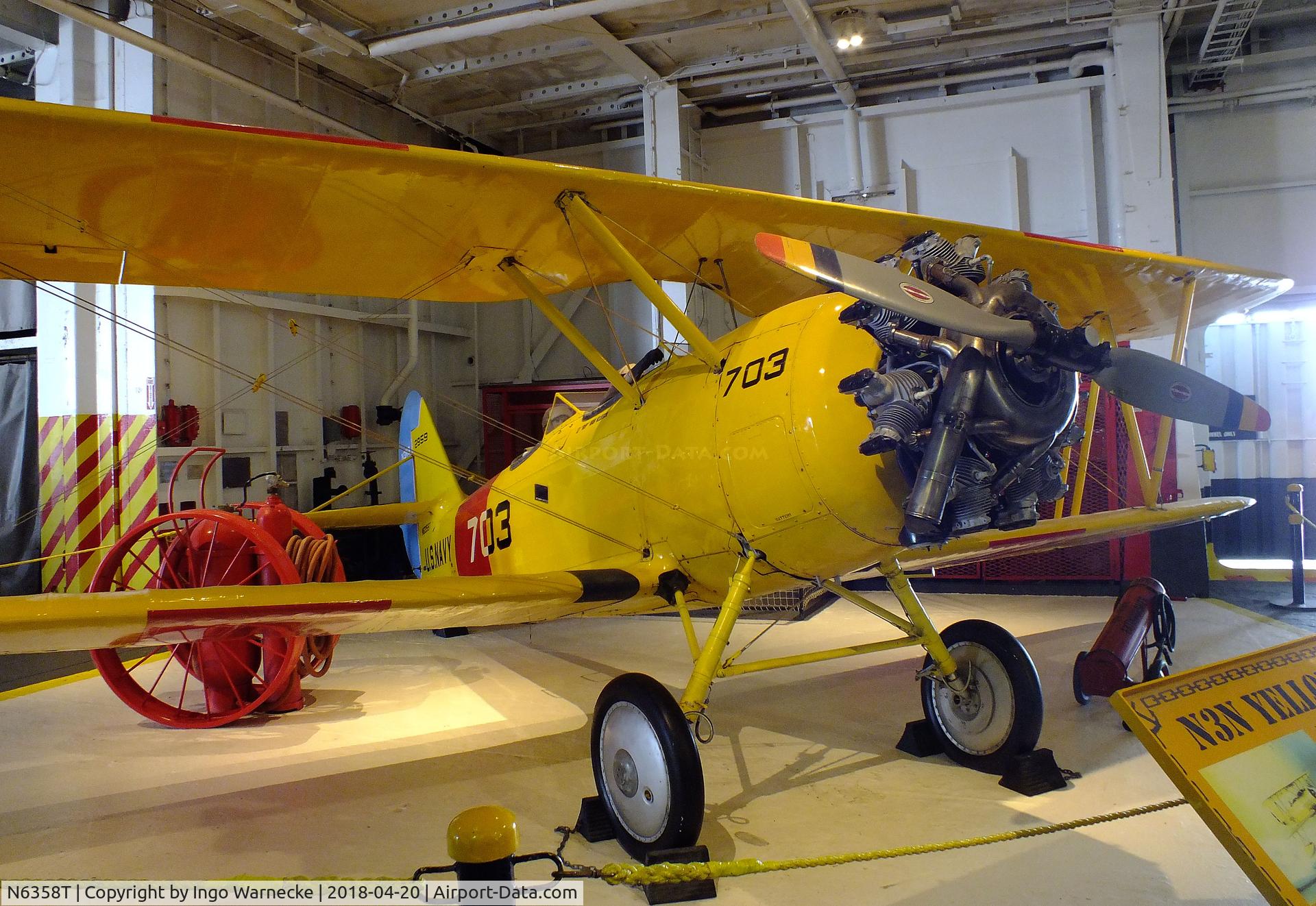 N6358T, Naval Aircraft Factory N3N-3 C/N 2959, Naval Aircraft Factory N3N-3 at the USS Lexington Museum, Corpus Christi TX