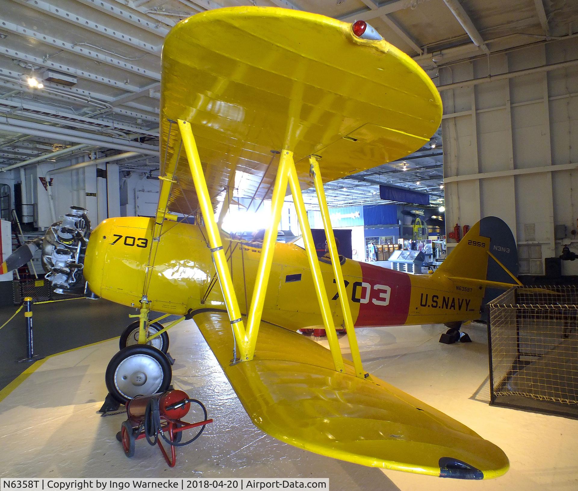 N6358T, Naval Aircraft Factory N3N-3 C/N 2959, Naval Aircraft Factory N3N-3 at the USS Lexington Museum, Corpus Christi TX