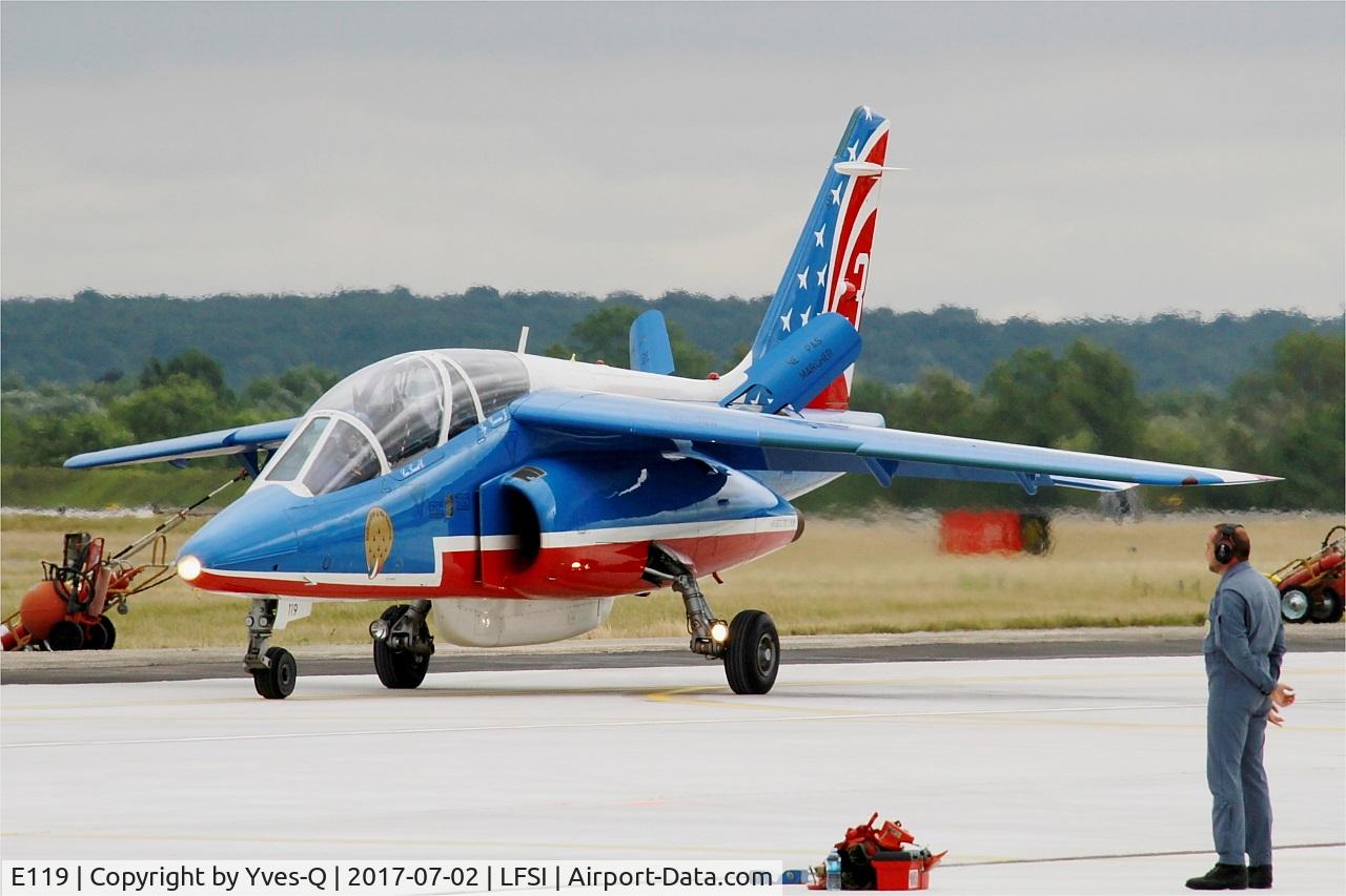 E119, Dassault-Dornier Alpha Jet E C/N E119, Dassault-Dornier Alpha Jet E (F-UGFE), Athos 03 of Patrouille de France 2017, Flight line, St Dizier-Robinson Air Base 113 (LFSI) Open day 2017