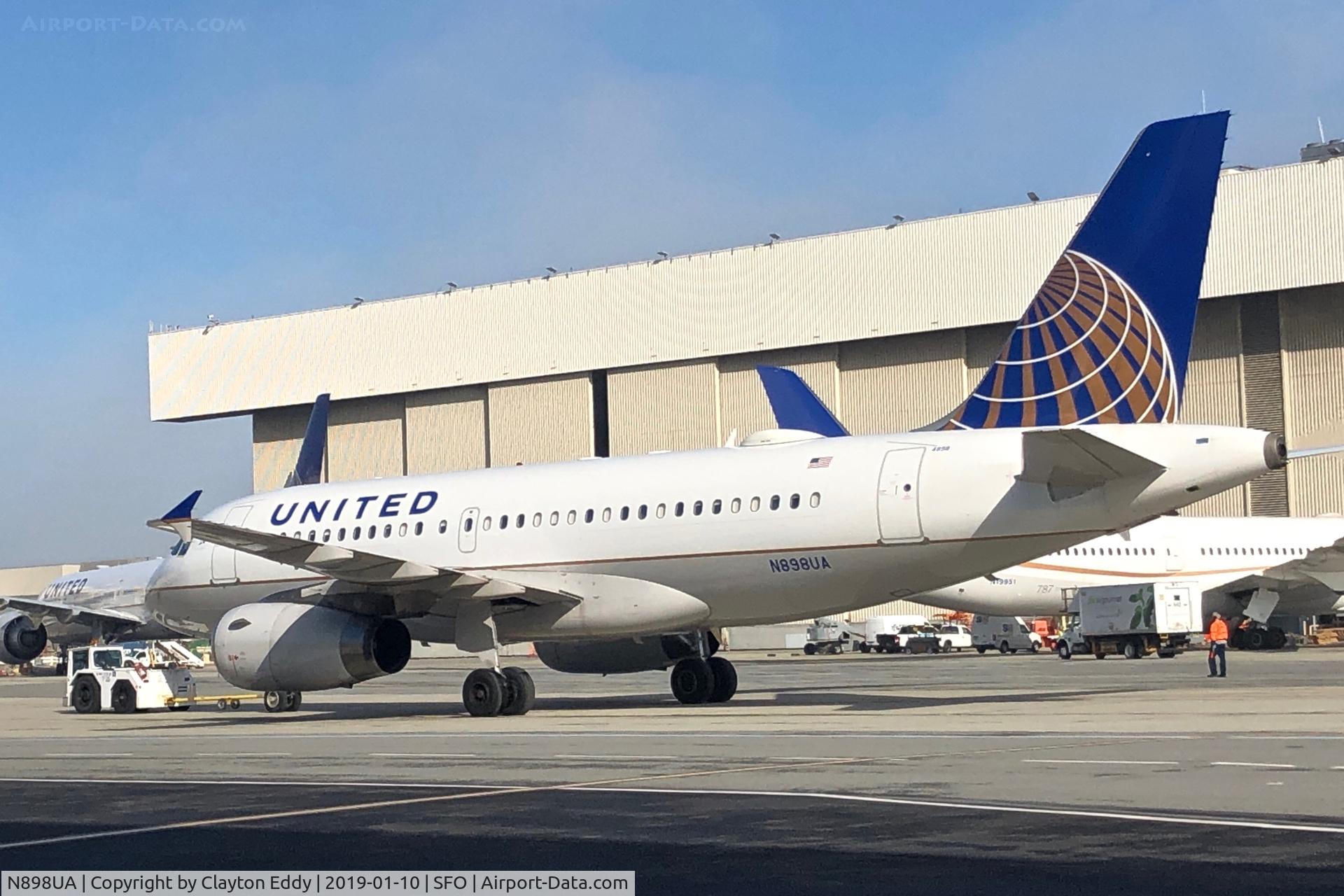 N898UA, 2007 Airbus A319-132 C/N 3311, Former Southern China Airline. SFO. 2019.
