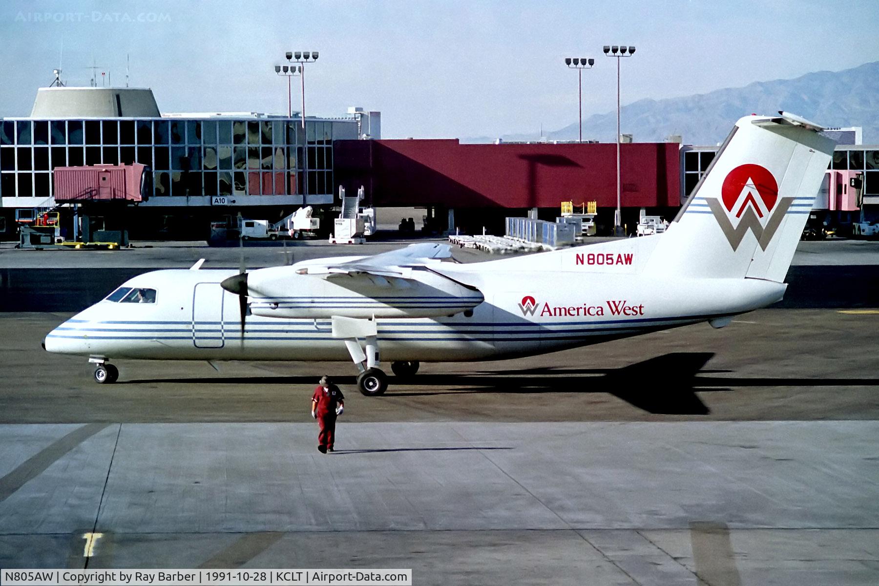 N805AW, 1989 De Havilland Canada DHC-8-103 Dash 8 C/N 146, N805AW   De Havilland Canada DHC-8-103 Dash 8 [146] (America West Express) Charlotte-Douglas Int'l 28/10/1991