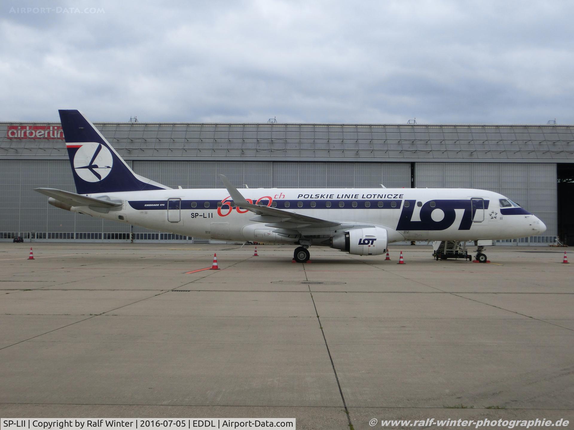 SP-LII, 2009 Embraer 175LR (ERJ-170-200LR) C/N 17000290, Embraer ERJ-175LR 170-200LR - LO LOT LOT Polish Airlines '600th E-jet' - 17000290 - SP-LII - 05.07.2016 - DUS