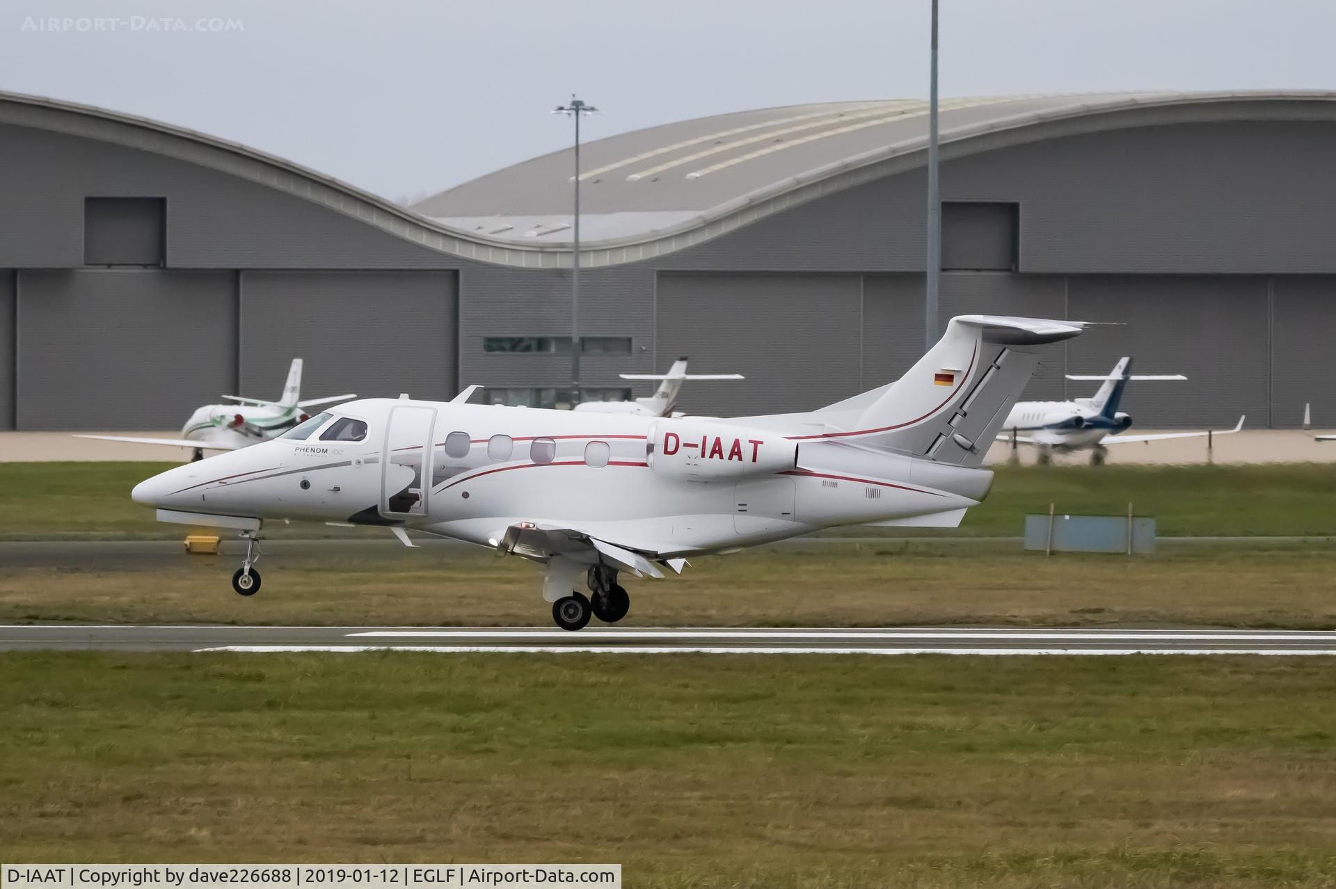 D-IAAT, 2010 Embraer EMB-500 Phenom 100 C/N 50000162, Arcus Air Phenom landing on 24 at Farnborough - FAB