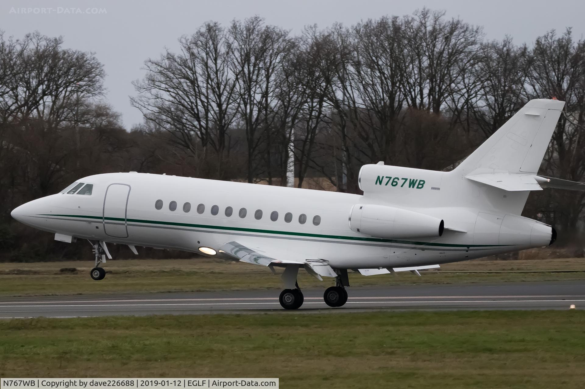 N767WB, 1993 Dassault Falcon 900 C/N 132, KMS Air Falcon 900 landing on 24 at Farnborough - FAB
