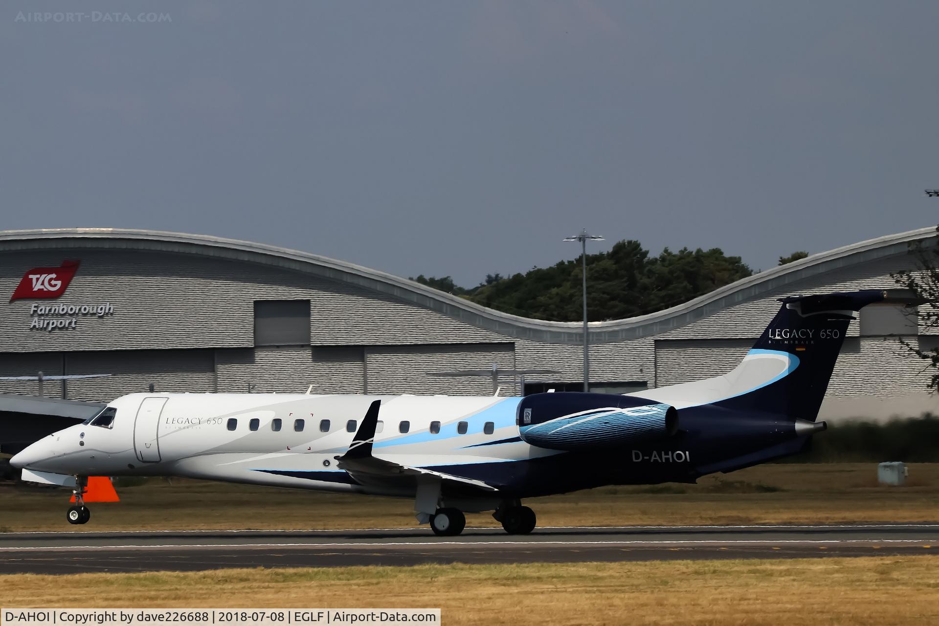 D-AHOI, 2013 Embraer EMB-135BJ Legacy 650 C/N 14501171, Air Hamburg Legacy 650 landing on 24 at Farnborough
