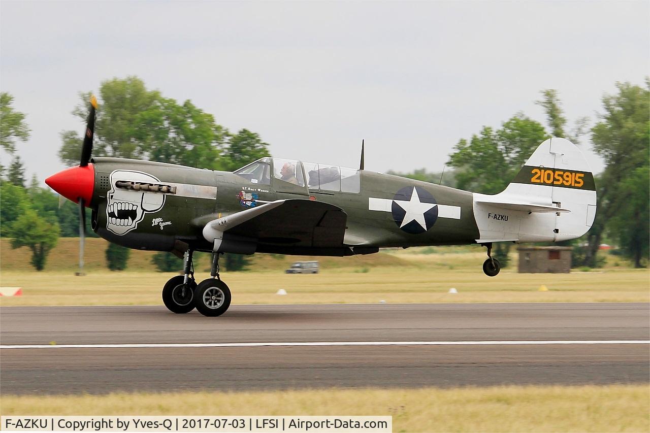 F-AZKU, 1942 Curtiss P-40N Warhawk C/N 29677, Curtiss P-40N Warhawk, Take off rwy 29, St Dizier-Robinson Air Base 113 (LFSI)
