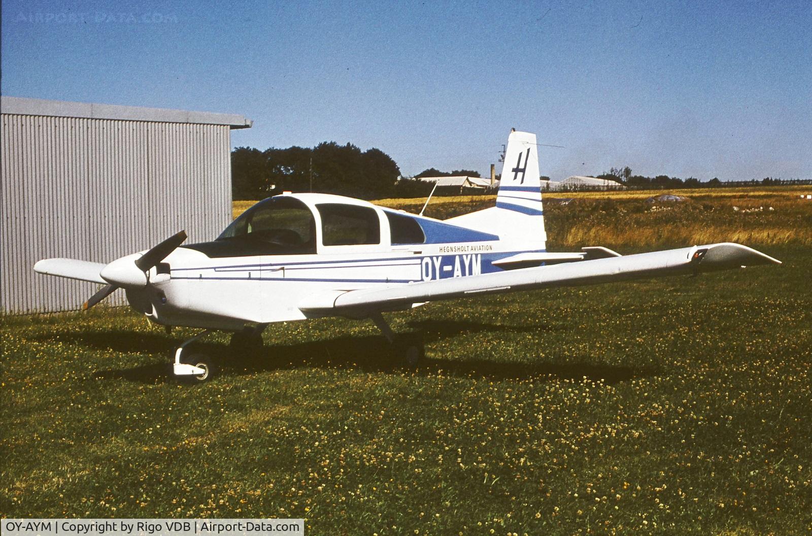 OY-AYM, 1972 American Aviation AA-5 Traveler C/N AA5-020, OY-AYM of Hegnsholt Aviation, probably in Denmark 1972. Place and date unknown. Crashed at Thyregod on 2007-06-24.