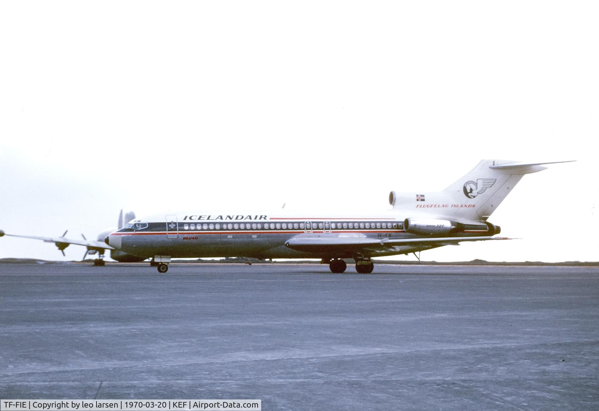 TF-FIE, 1967 Boeing 727-108C C/N 19503, Keflavik 20.3.1970.Obs the WV-2 in background.