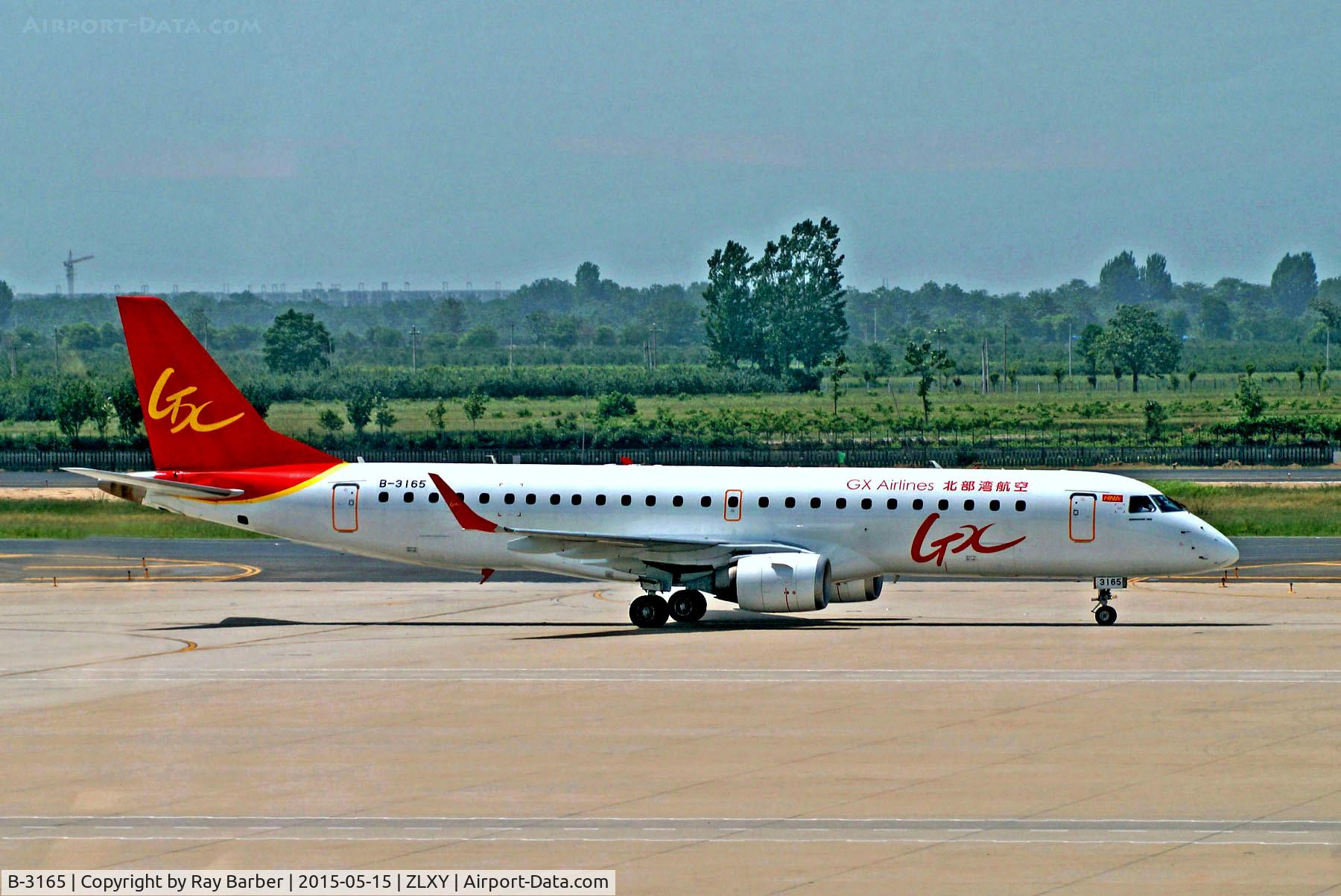 B-3165, 2010 Embraer 190LR (ERJ-190-100LR) C/N 19000340, B-3165   Embraer Emb-190-100LR [19000340] (GX Airlines)  Xi An-Xianyang~B 15/05/2015