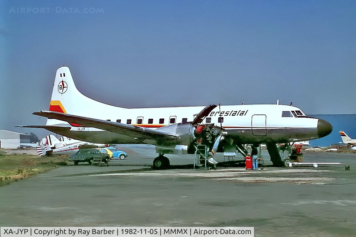 XA-JYP, 1956 Convair 440 Metropolitan C/N 389, XA-JYP   Convair 440-62 Metropolitan [389] (Interestatel de Aviacion) Mexico City-Licenciado Benito Juarez Int'l~XA 05/11/1982. From a slide.