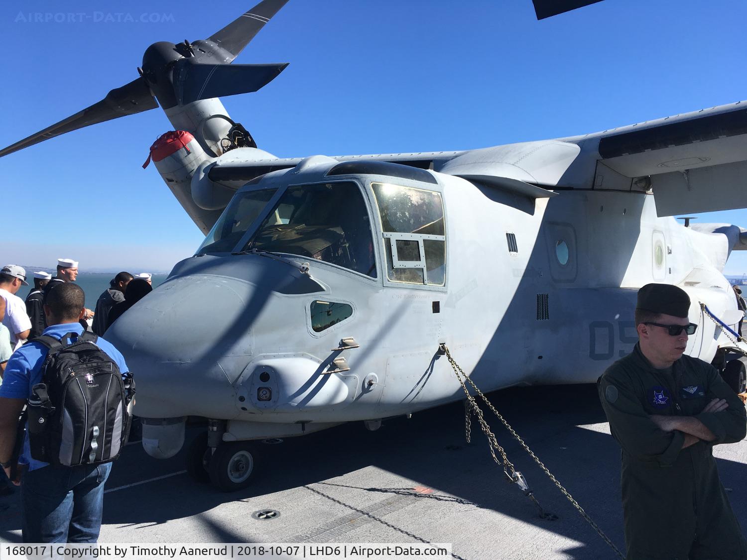 168017, Bell MV-22B C/N DO147, Bell MV-22B, c/n: DO147. Aboard the USS Bonhomme Richard (LHD-6), San Francisco, CA, Fleet Week.