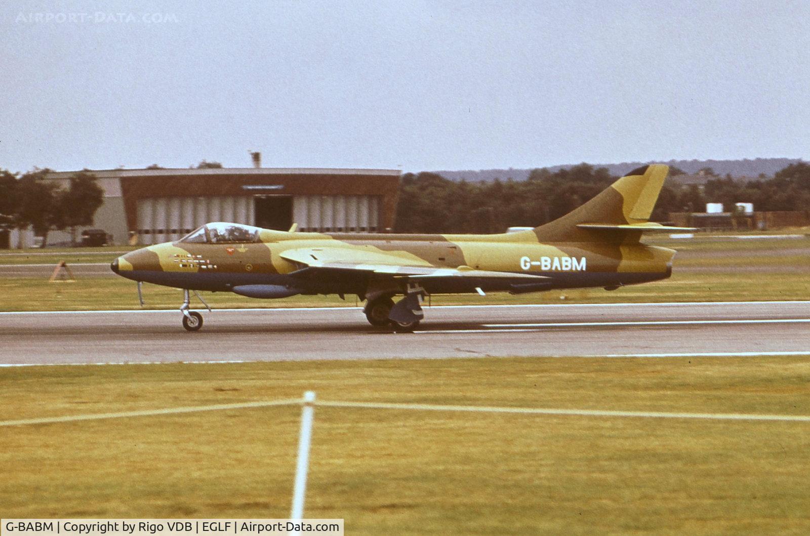 G-BABM, 1972 Hawker Hunter FGA.74B C/N S4/R/S4/U/3308, Farnborough September 1972.
