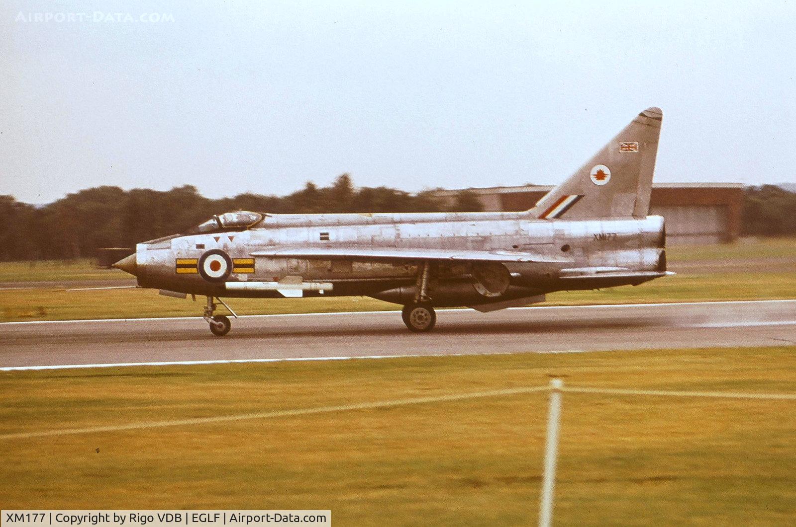 XM177, 1960 English Electric Lightning F.1A C/N 95064, FAB airshow 1972. aircraft scrapped in 1974.