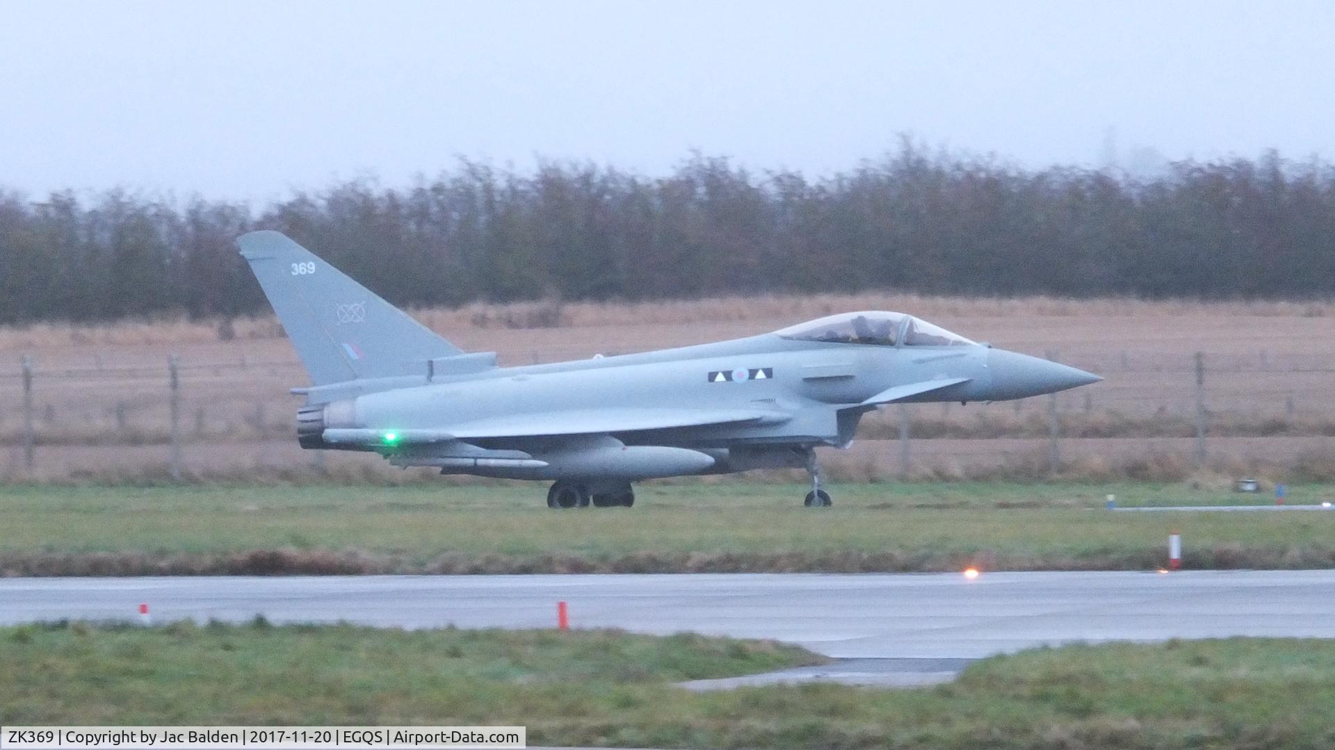 ZK369, 2015 Eurofighter EF-2000 Typhoon FGR4 C/N BS130, ZK369 with 2 squadron markings at RAF Lossiemouth