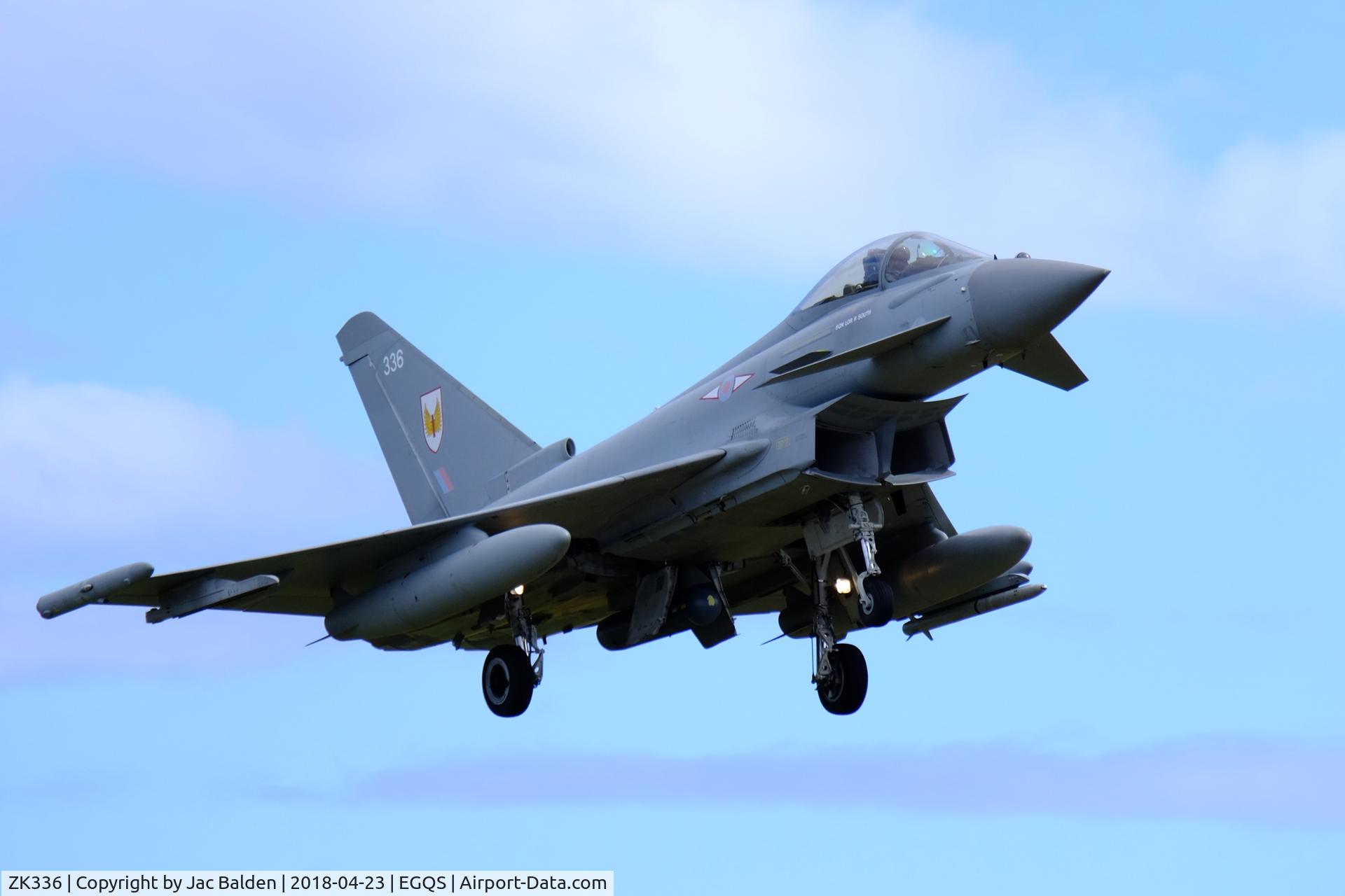 ZK336, 2012 Eurofighter EF-2000 Typhoon FGR4 C/N BS097, ZK336 with resplendent 1 Sqn markings recovering to RAF Lossiemouth