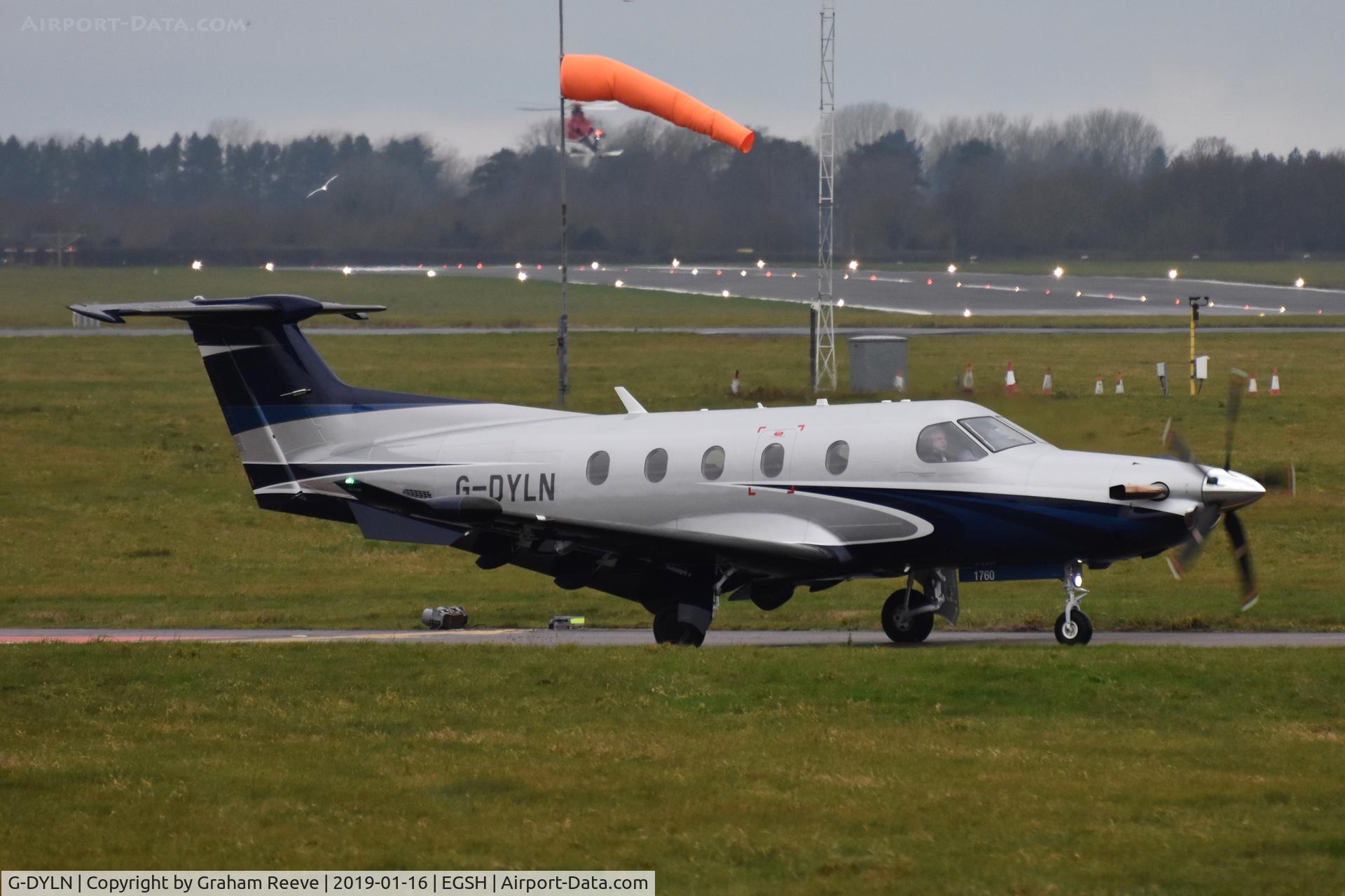 G-DYLN, 2017 Pilatus PC-12/47E C/N 1760, Departing from Norwich.