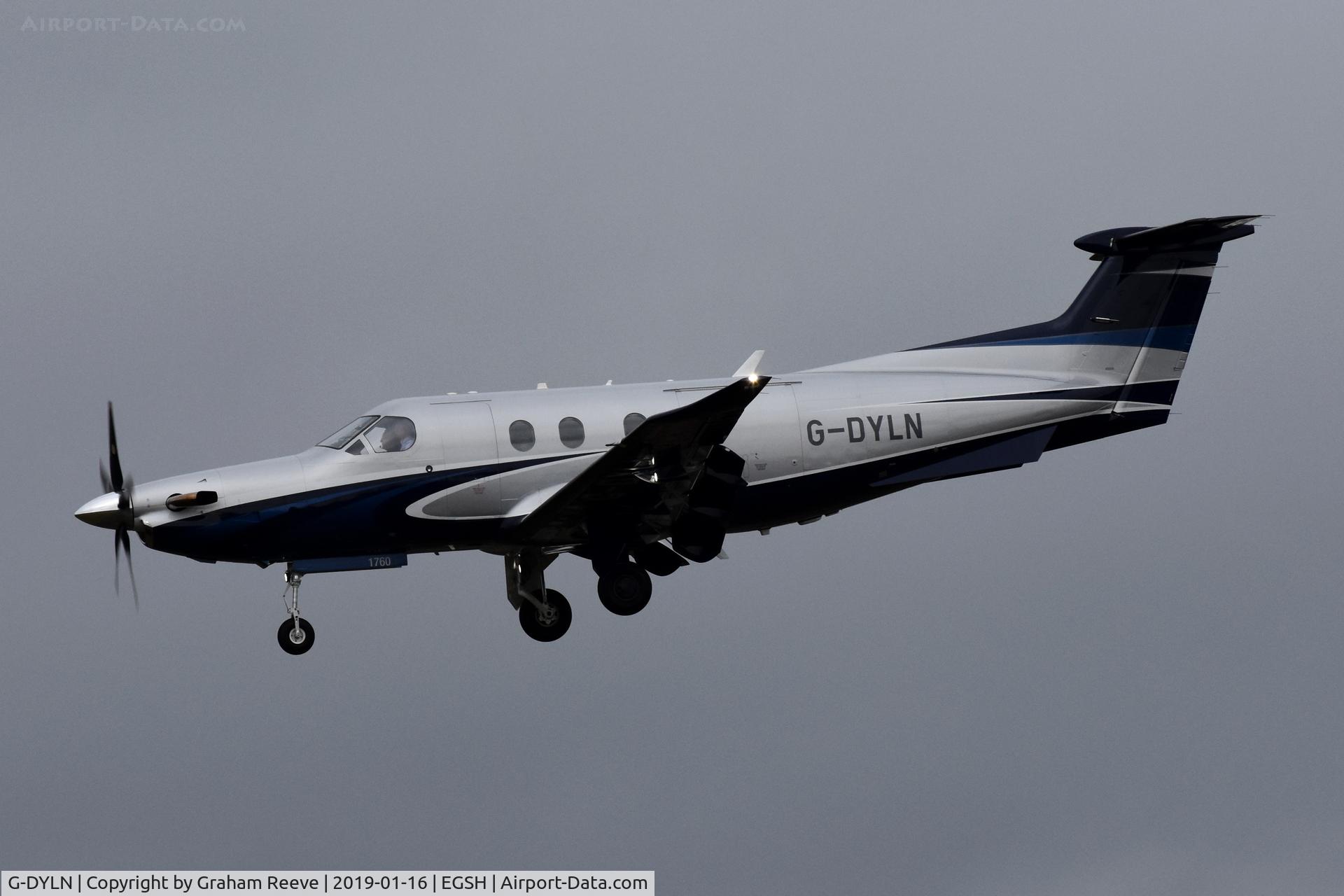 G-DYLN, 2017 Pilatus PC-12/47E C/N 1760, Landing at Norwich.