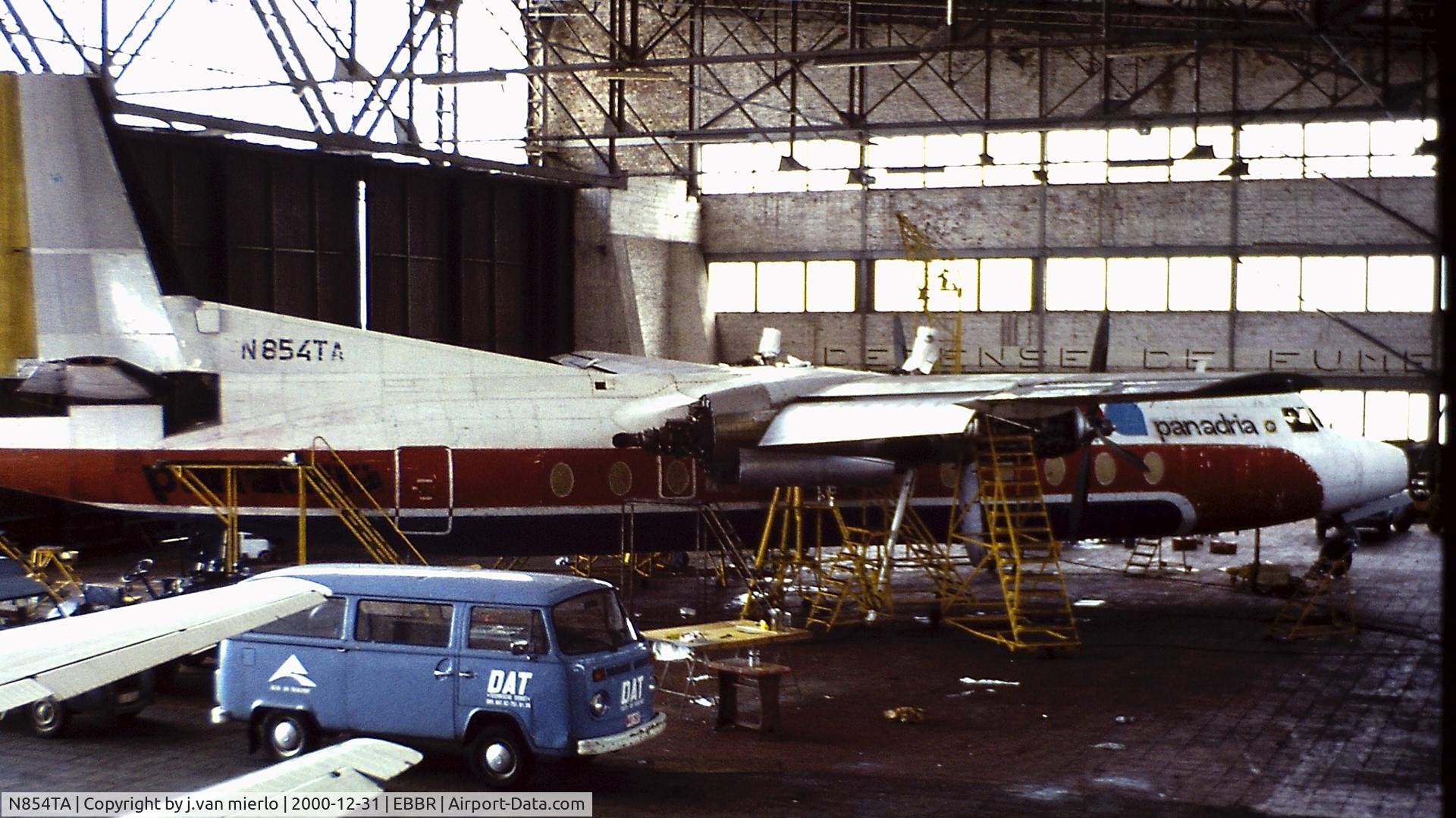 N854TA, 1967 Fairchild Hiller FH-227B C/N 534, Being refurbished at Antwerp, Belgium to become OO-DTE