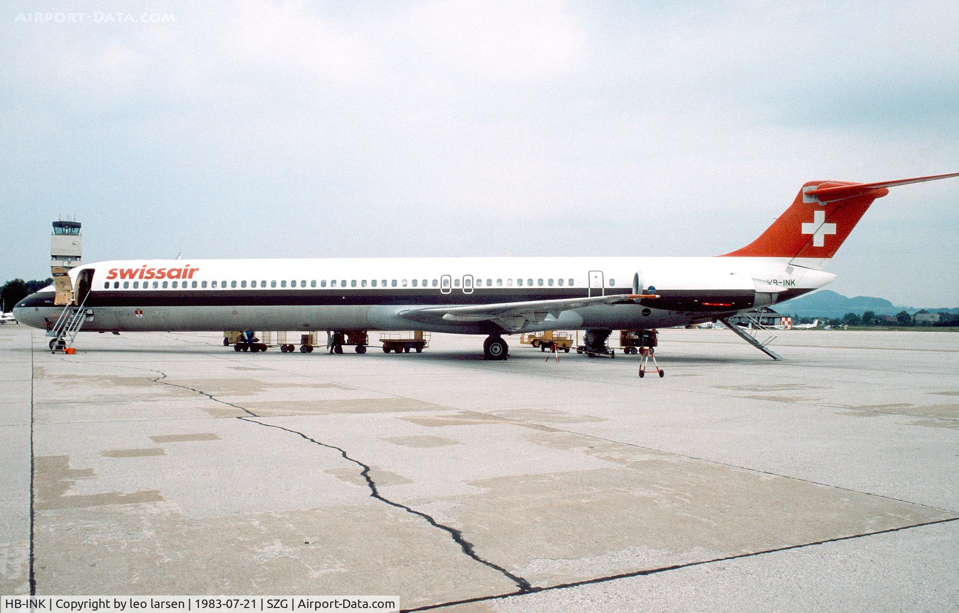 HB-INK, 1981 McDonnell Douglas MD-81 (DC-9-81) C/N 48009, Salzburg 21.7.1983