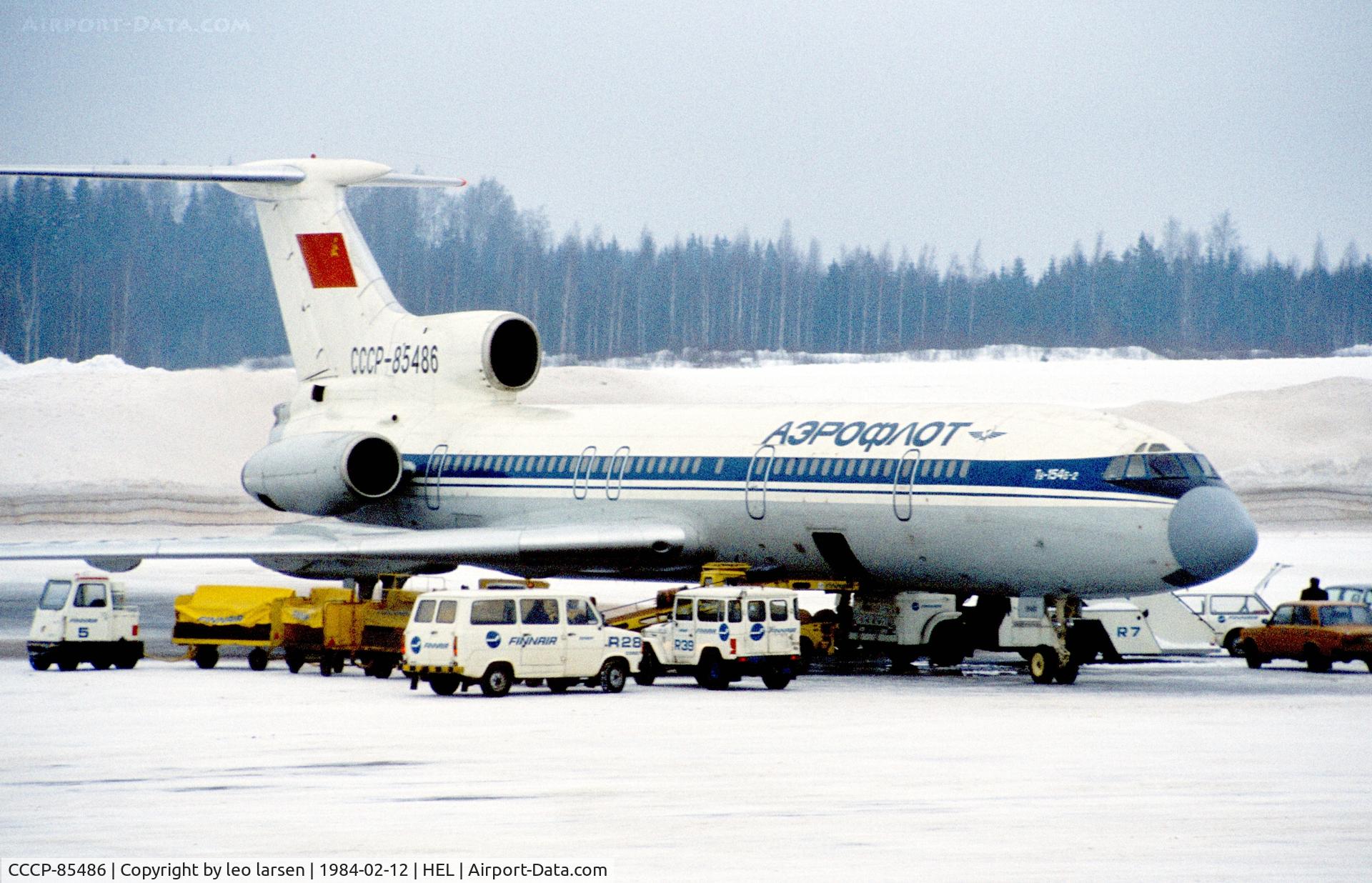 CCCP-85486, 1981 Tupolev Tu-154B-2 C/N 81A486, Helsinki 12.2.1984