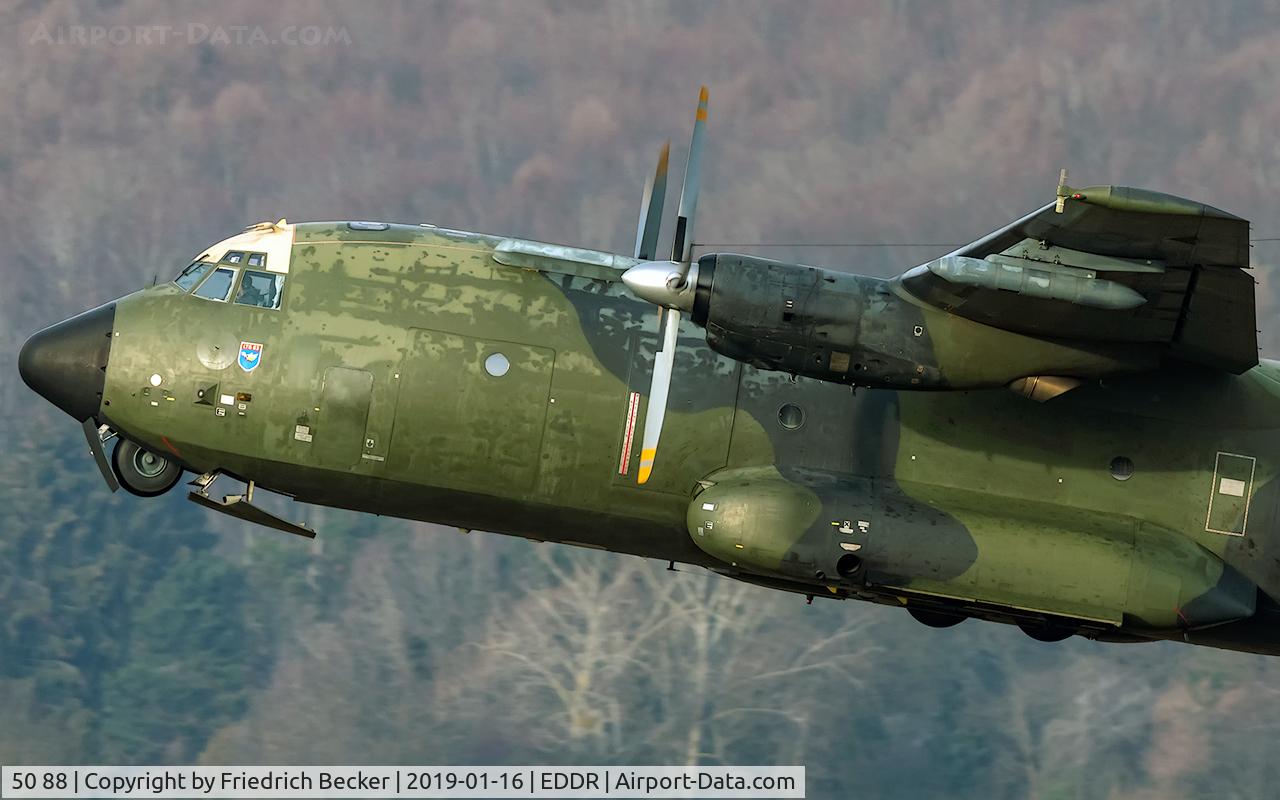50 88, Transall C-160D C/N D125, departing SCN via RW27 prior another paratrooper mission
