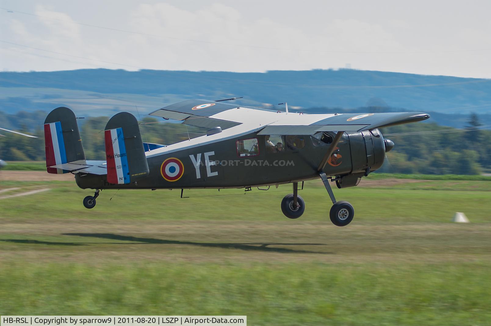 HB-RSL, 1956 Max Holste MH-1521 C1 Broussard C/N 6, At Biel-Kappelen airfield. Destroyed in hangar-fire 2016-07-03. HB-registered from 2009-08-19 until 2016-08-22.