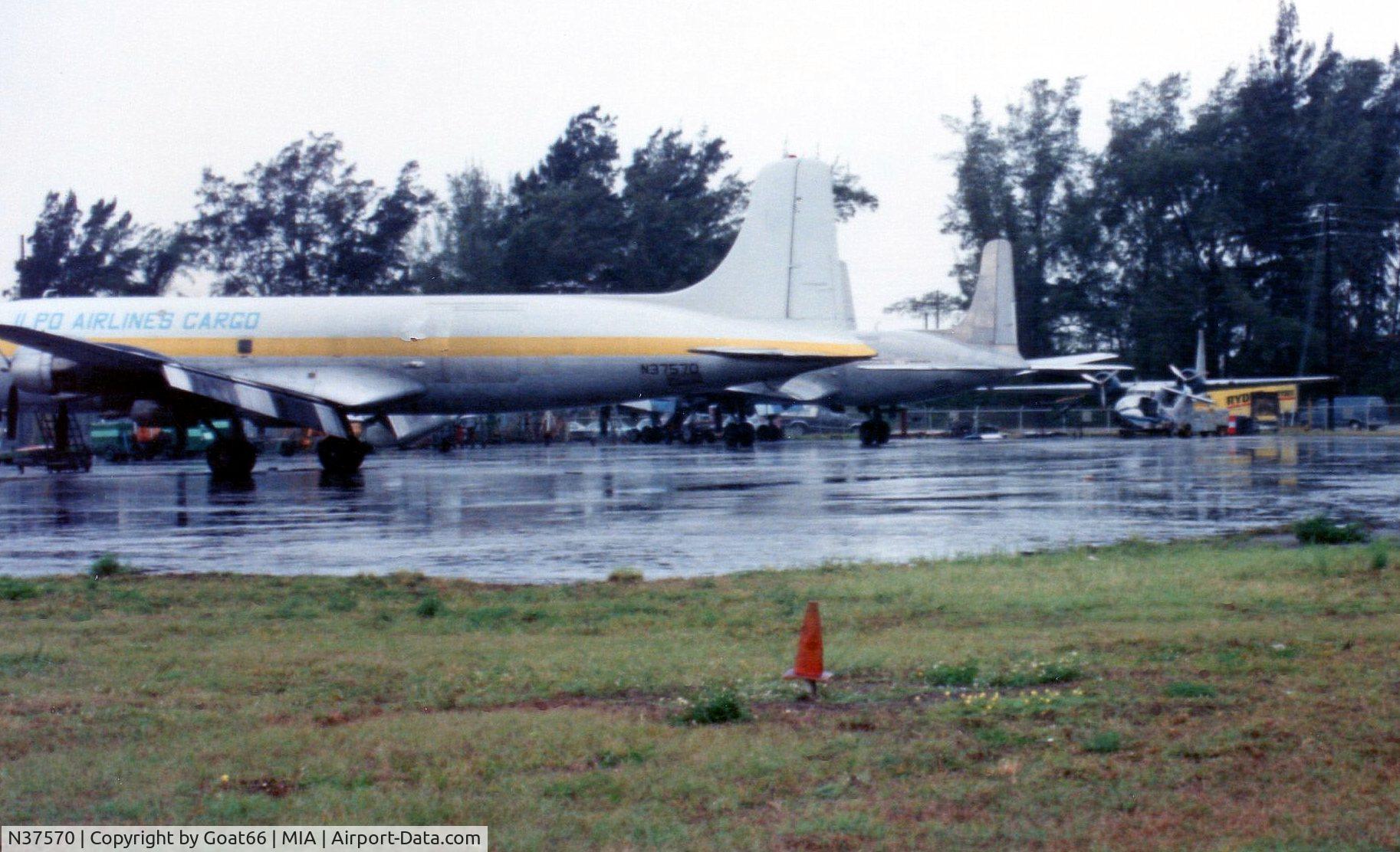 N37570, 1956 Douglas DC-6BF C/N 44894, At MIA, March 1990