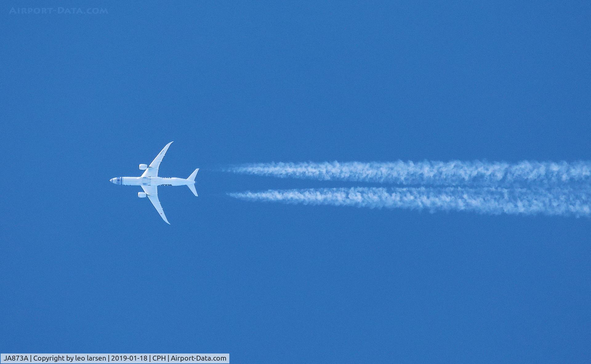JA873A, 2015 Boeing 787-9 Dreamliner C/N 34530, Overflying Copenhagen 40.000 Ft 18.1.2019
