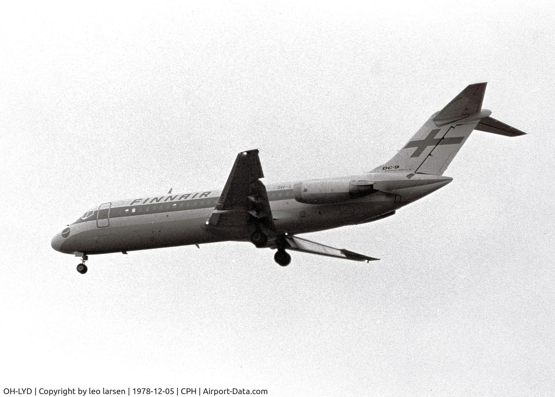 OH-LYD, 1966 Douglas DC-9-14 C/N 45725, Copenhagen 5.12.1978 on final to R-04L