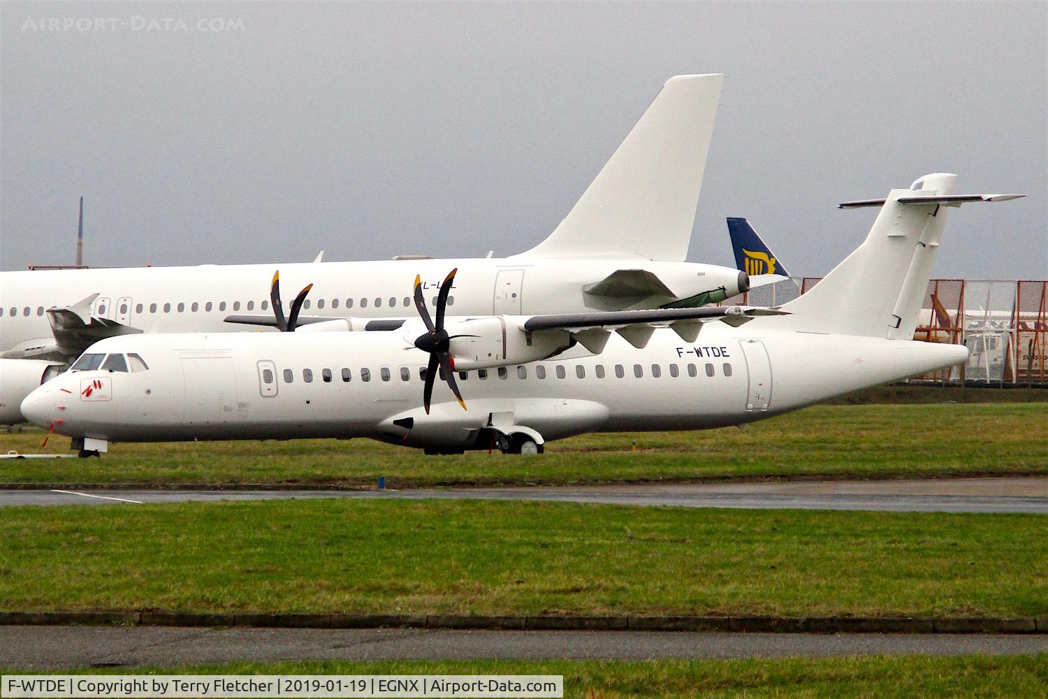F-WTDE, 2018 ATR 72-600 C/N 1515, at East Midlands Airport - for painting
