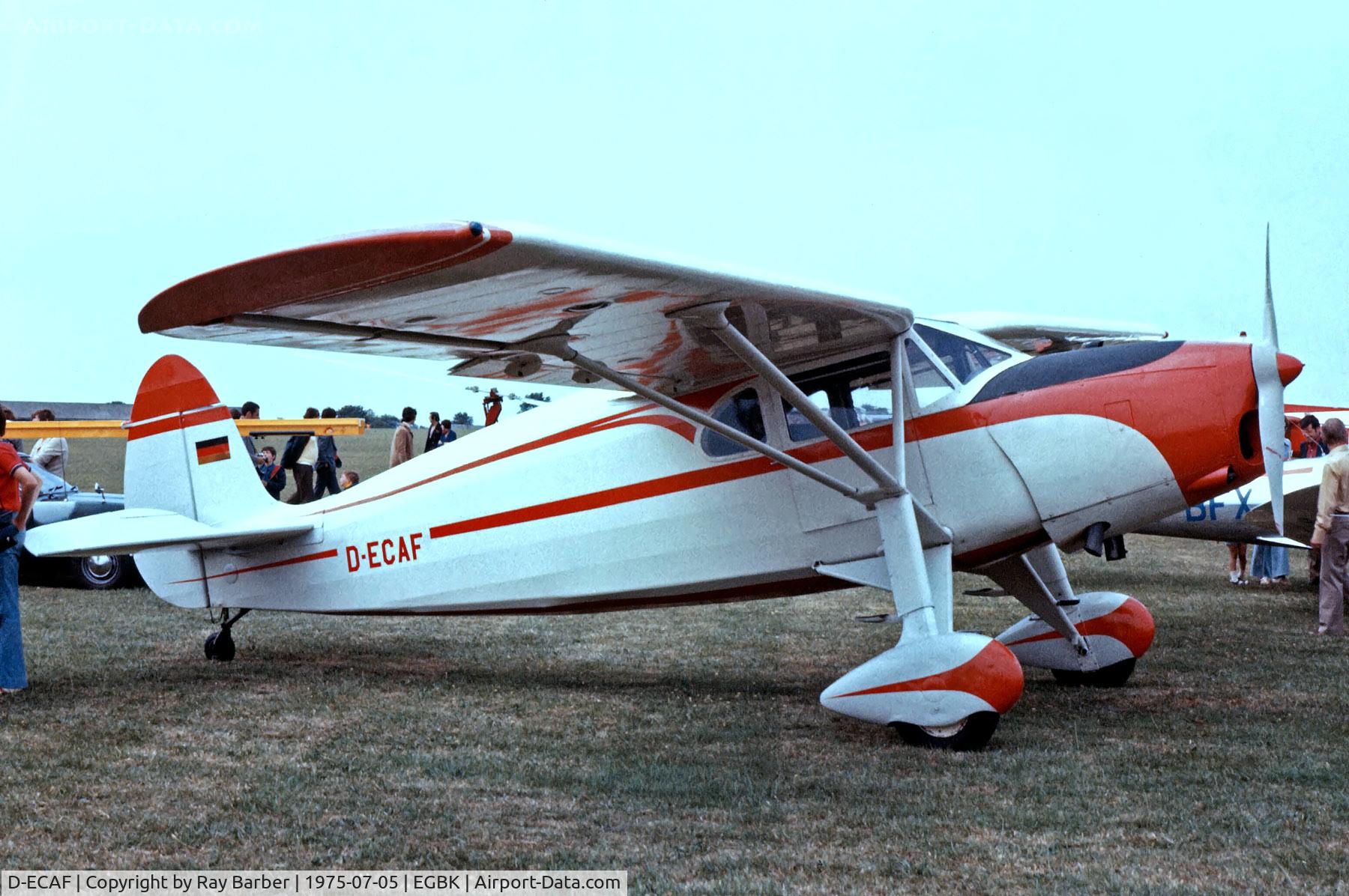 D-ECAF, 1937 Fairchild F-24H Argus C/N 3222, D-ECAF   Fairchild F.24H Argus [3222] Sywell~G 05/07/1975. From a slide.